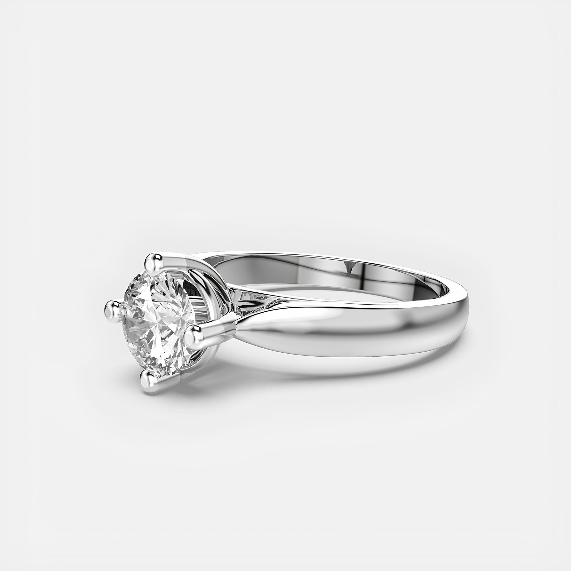 1 Carat Round Solitaire Ring – EF VS/SI Lab-Created Diamond in 14K Solid Gold | Women's Engagement Ring or Wedding Band