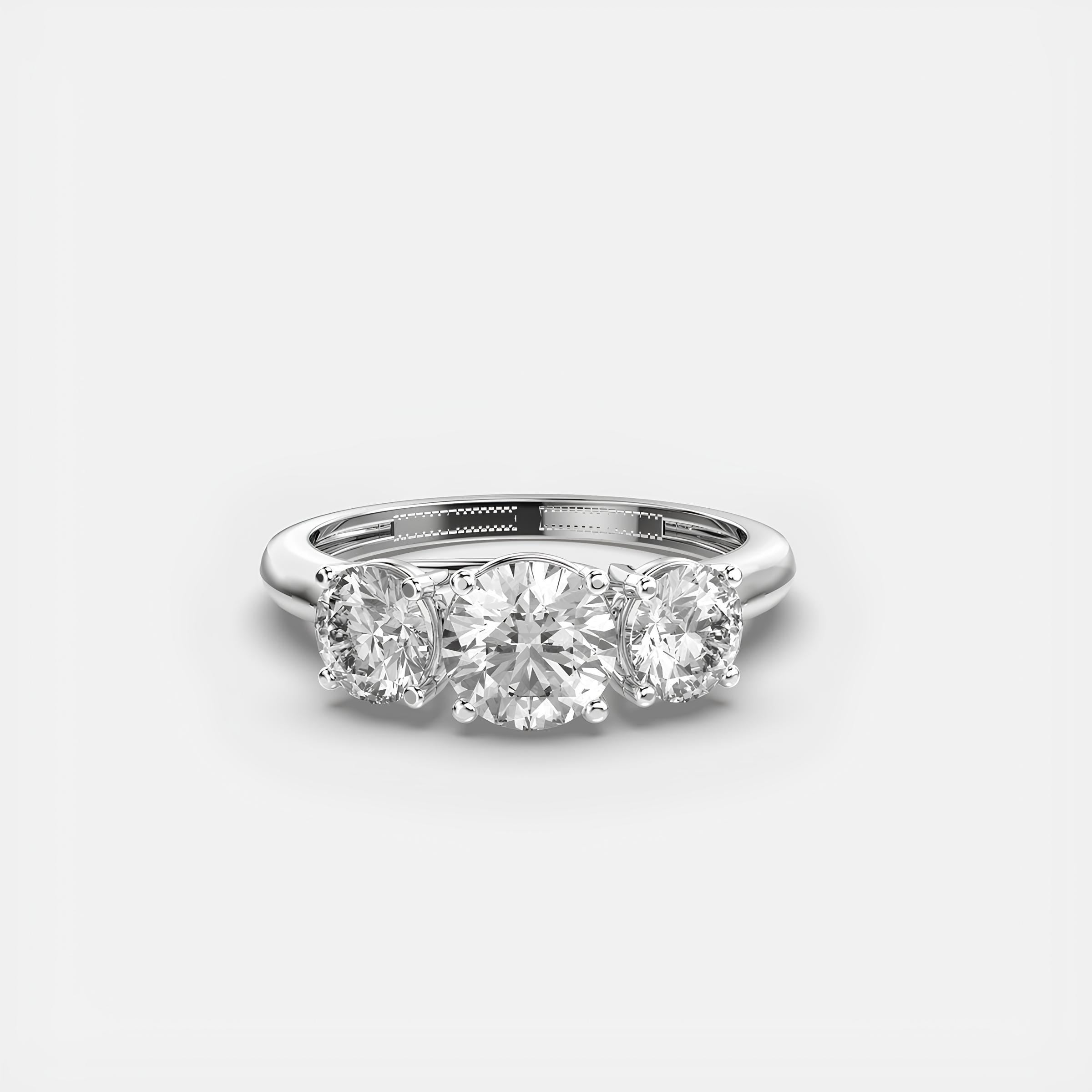 Round Three-Stone Lab-Created Diamond Engagement Ring – Excellent Cut in 14K Gold | Promise or Wedding Ring
