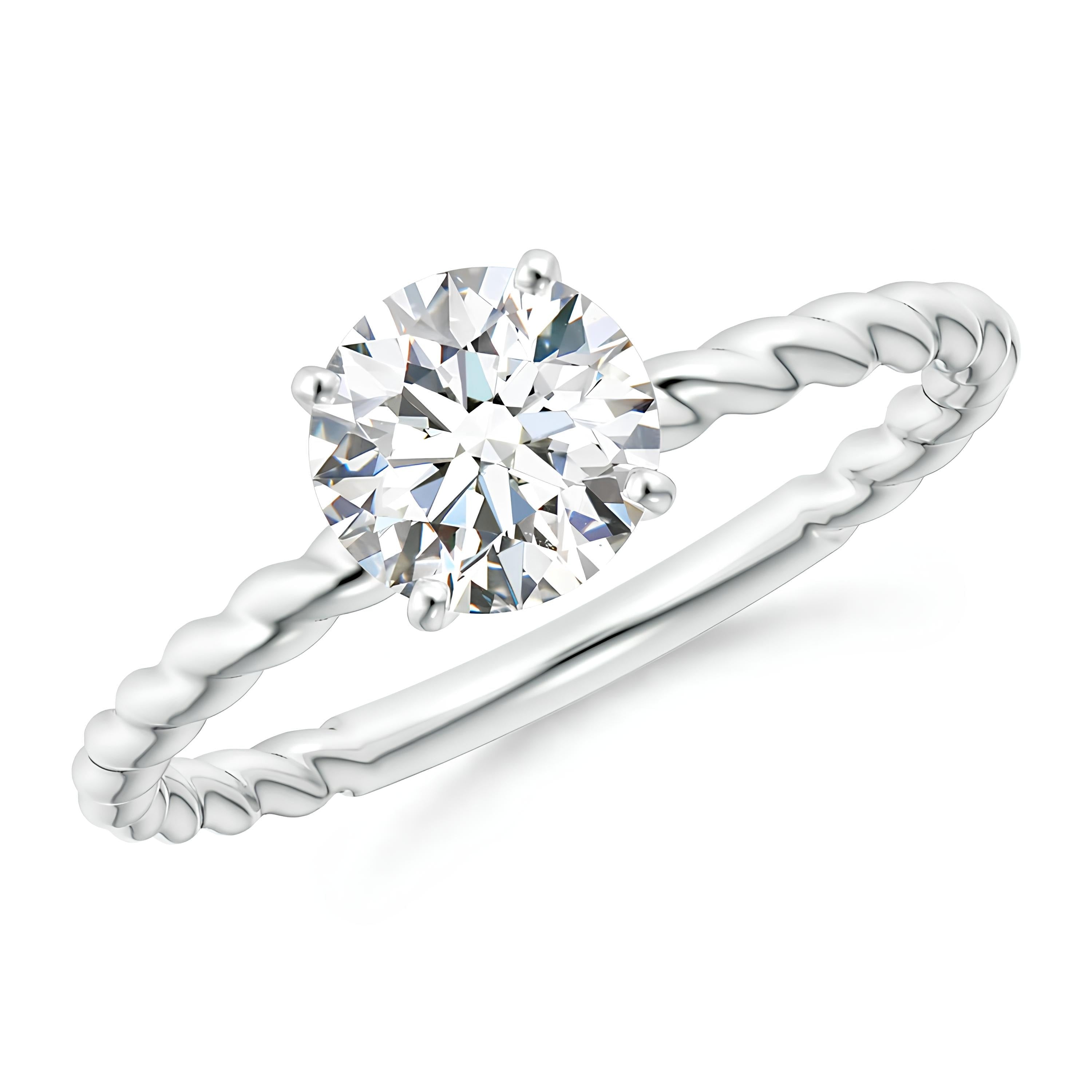 Twisted Shank Round Diamond Ring EF VS/SI Lab-Created Diamond Engagement Ring & Wedding Band in 14K Solid Gold