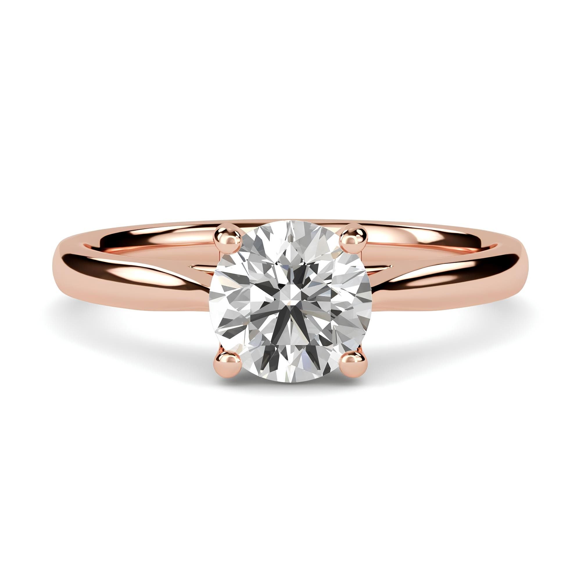 Round Cut Lab-Grown EF VS/SI Diamond Solitaire Engagement Ring – IGI Certified, Conflict-Free Diamond in 14K Solid Gold | Wedding or Valentine’s Gift
