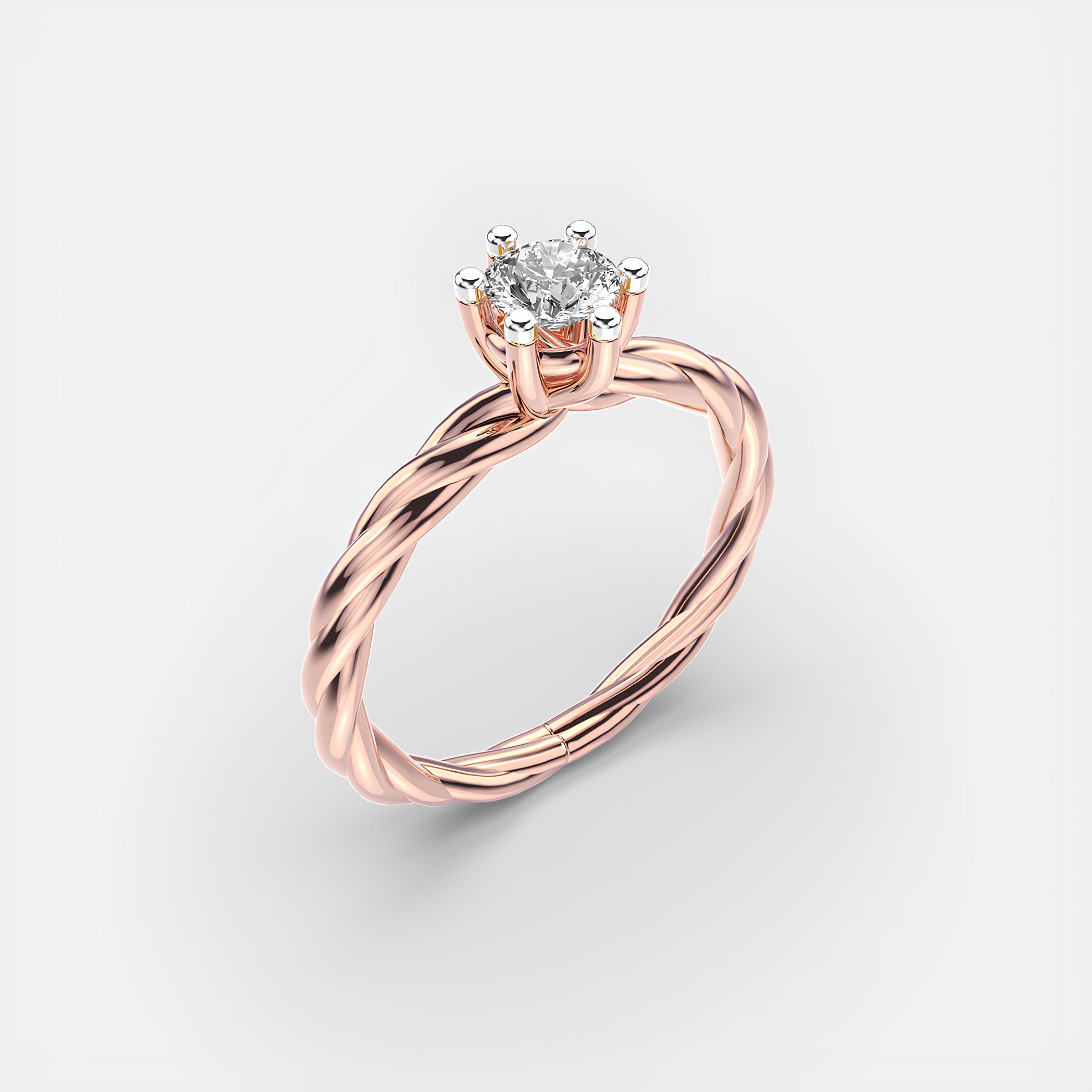 Solitaire Round Diamond Ring – EF VS/SI Lab-Created Diamond Wedding Band | Delicate 14K Solid Yellow Gold Ring