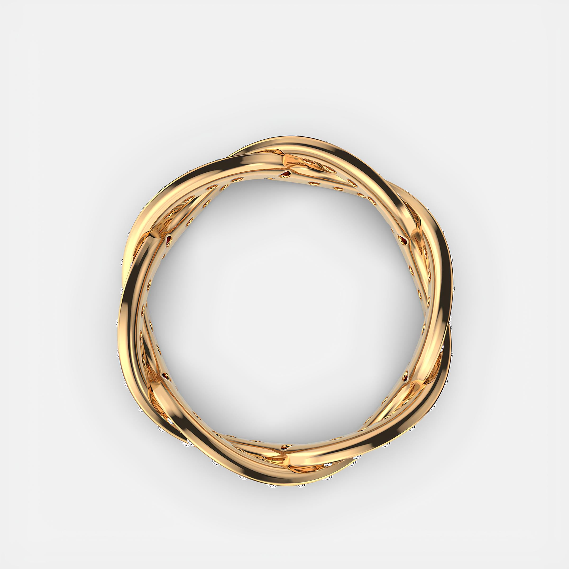 Swirling Harmony Round EF VS/SI Lab-Created Diamond Eternity Wedding Band – 14K Gold