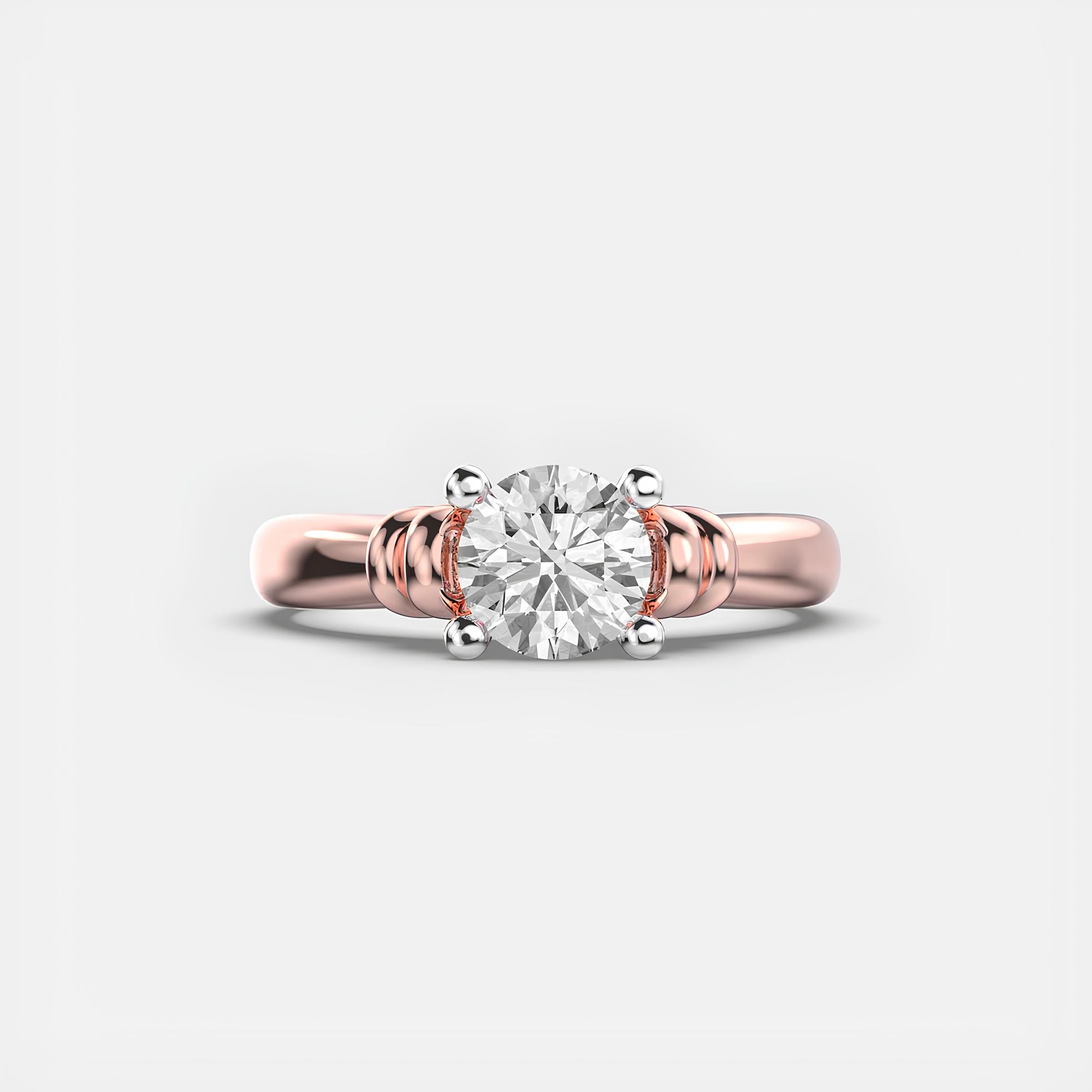 Twisted Solitaire Ring – Round EF VS/SI Lab-Created Diamond Wedding Band in 14K Gold