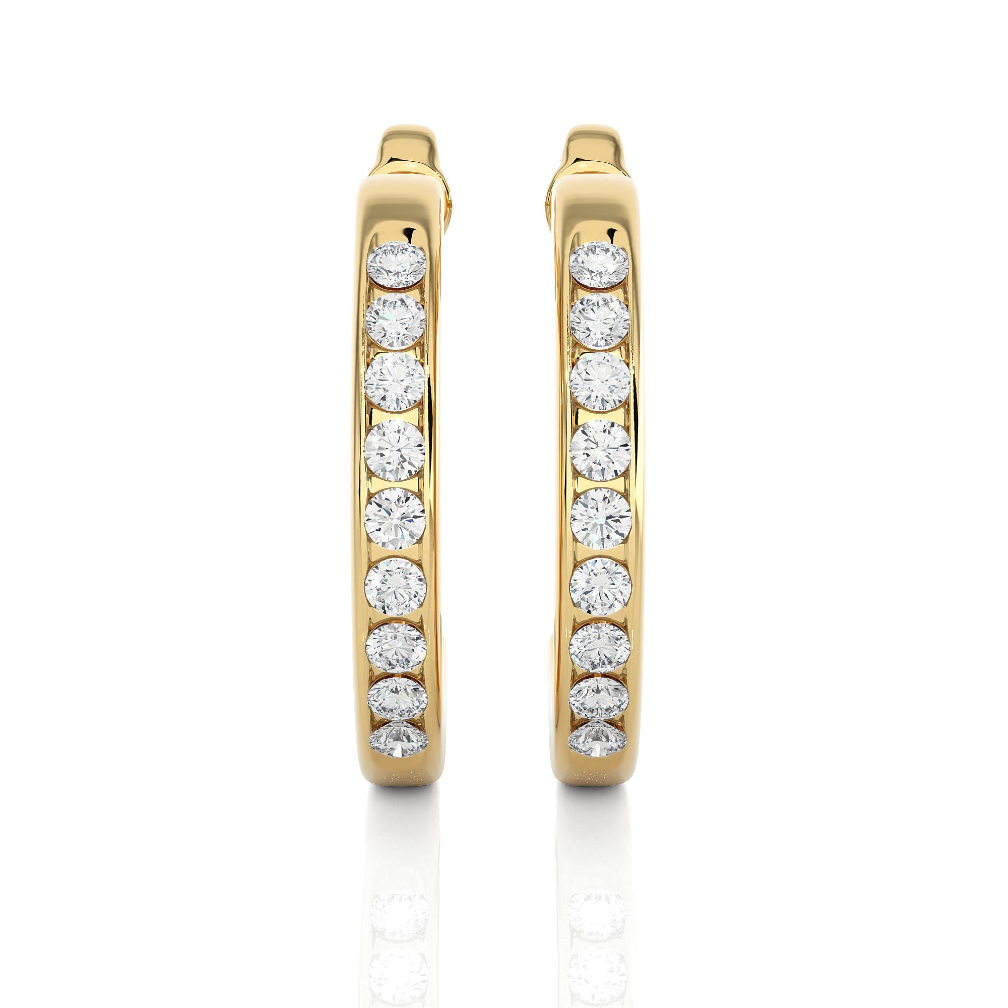 0.46 CT Round Lab-Grown Diamond Channel Set Hoop Stud Earrings 14K Gold
