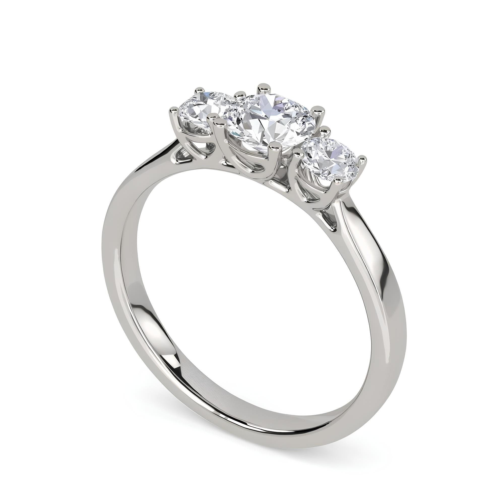 3 Stone Round Diamond Engagement Ring, GH SI Lab Grown Diamond Ring, Promise Ring, Wedding Ring, Diamond Ring for Her, Gift For Her