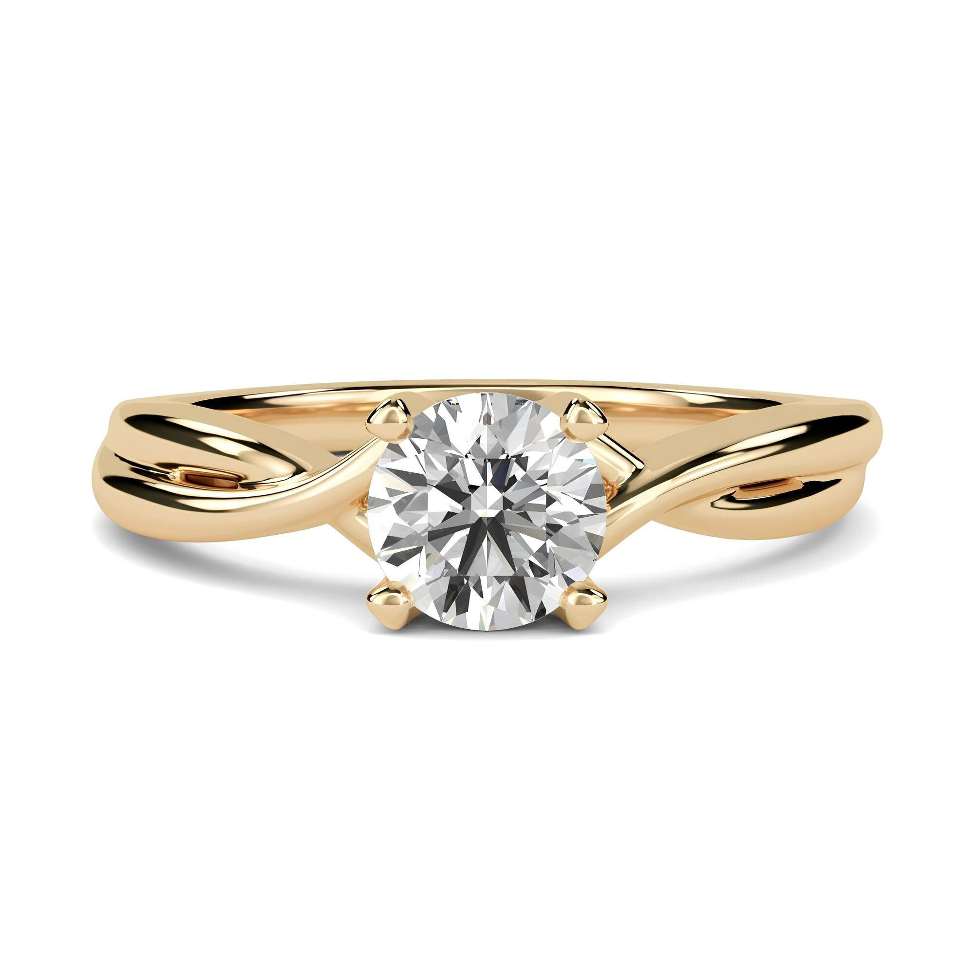 Exquisite Round Cut EF VS/SI Lab-Grown Diamond Solitaire Ring – Certified, Conflict-Free Diamond in 14K Solid Gold | Ideal for Engagements & Weddings
