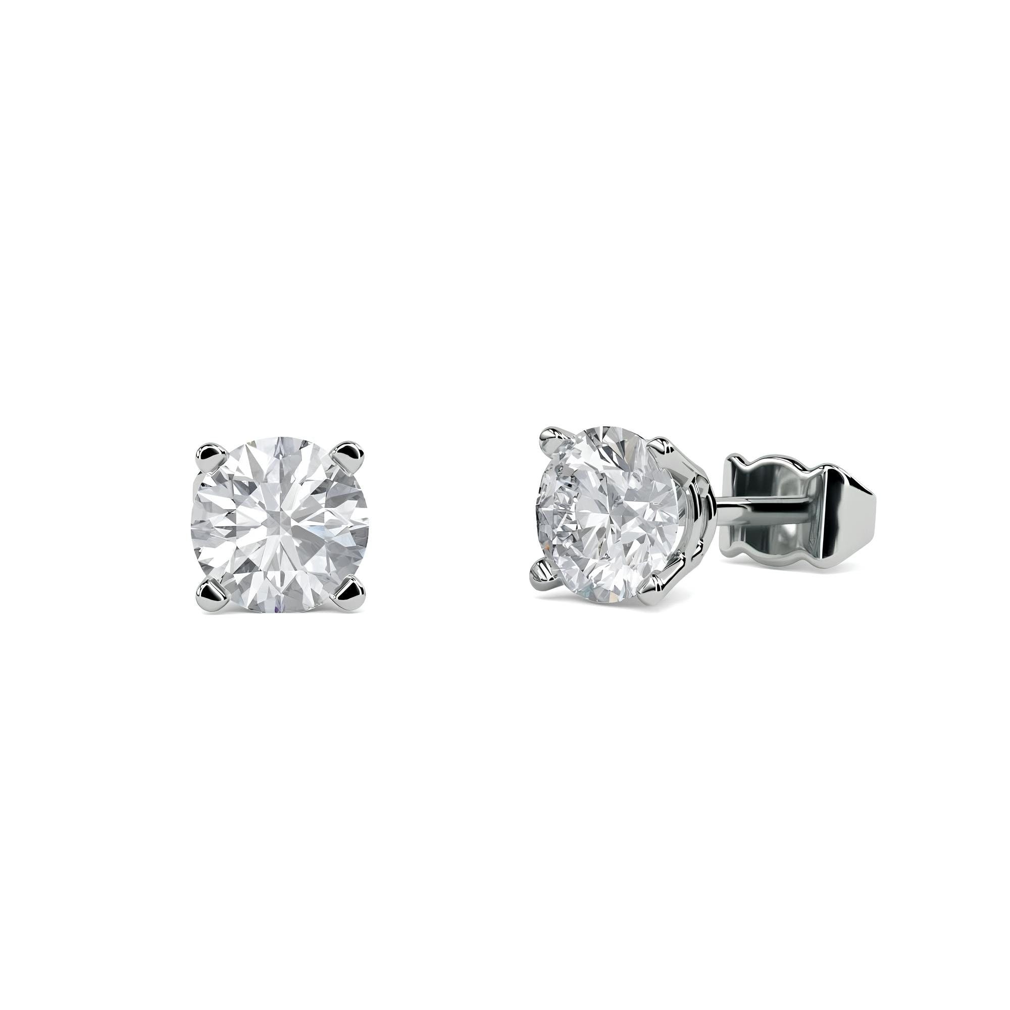 Solitaire Diamond Stud Earrings EF VS/SI Lab-Grown Diamonds 14K Gold Push Back Earrings for Women