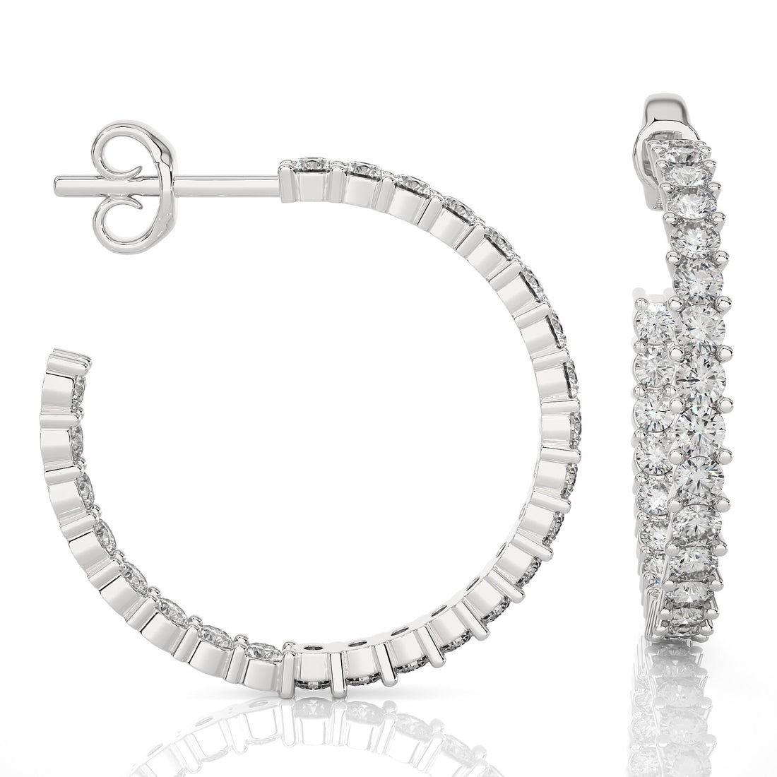 14K Gold Round EF VS/SI Lab-Grown Diamond Half Hoop Earrings Minimalist Prong Setting Design with Ethically Sourced Sparkle.