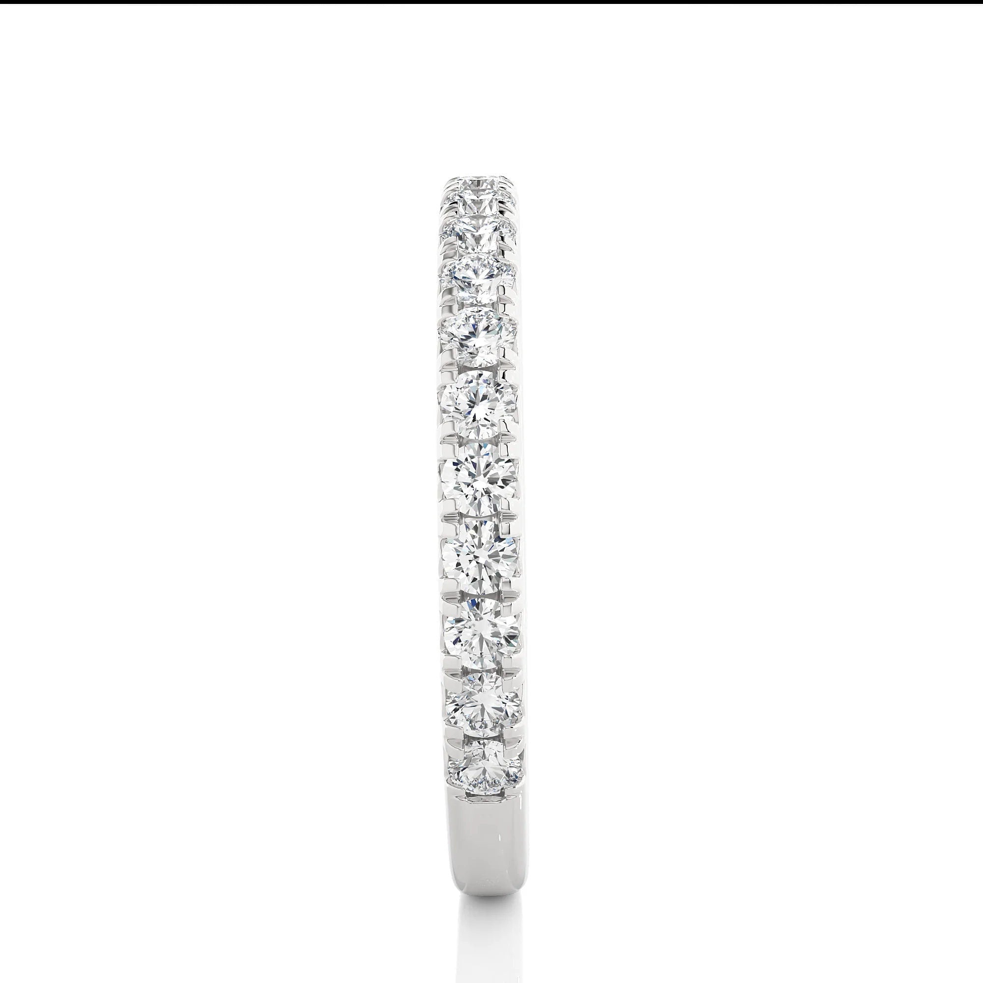 2.20 MM Round Cut Lab Grown Diamond Band, Half Eternity Wedding Band, Matching/Stackable Band, Anniversary Gift for Women, Minimalist Band