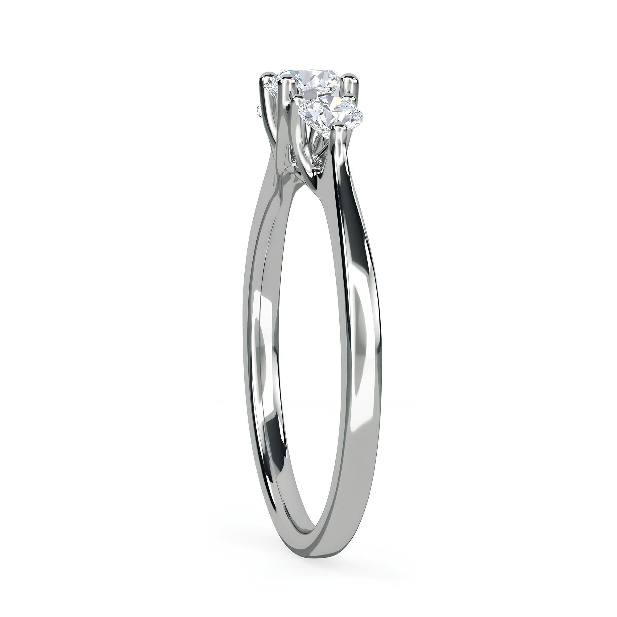 Round Three-Stone Engagement Ring – VS/SI Lab-Created Diamonds in 14K Gold | Promise, Wedding, or Gift Ring for Her