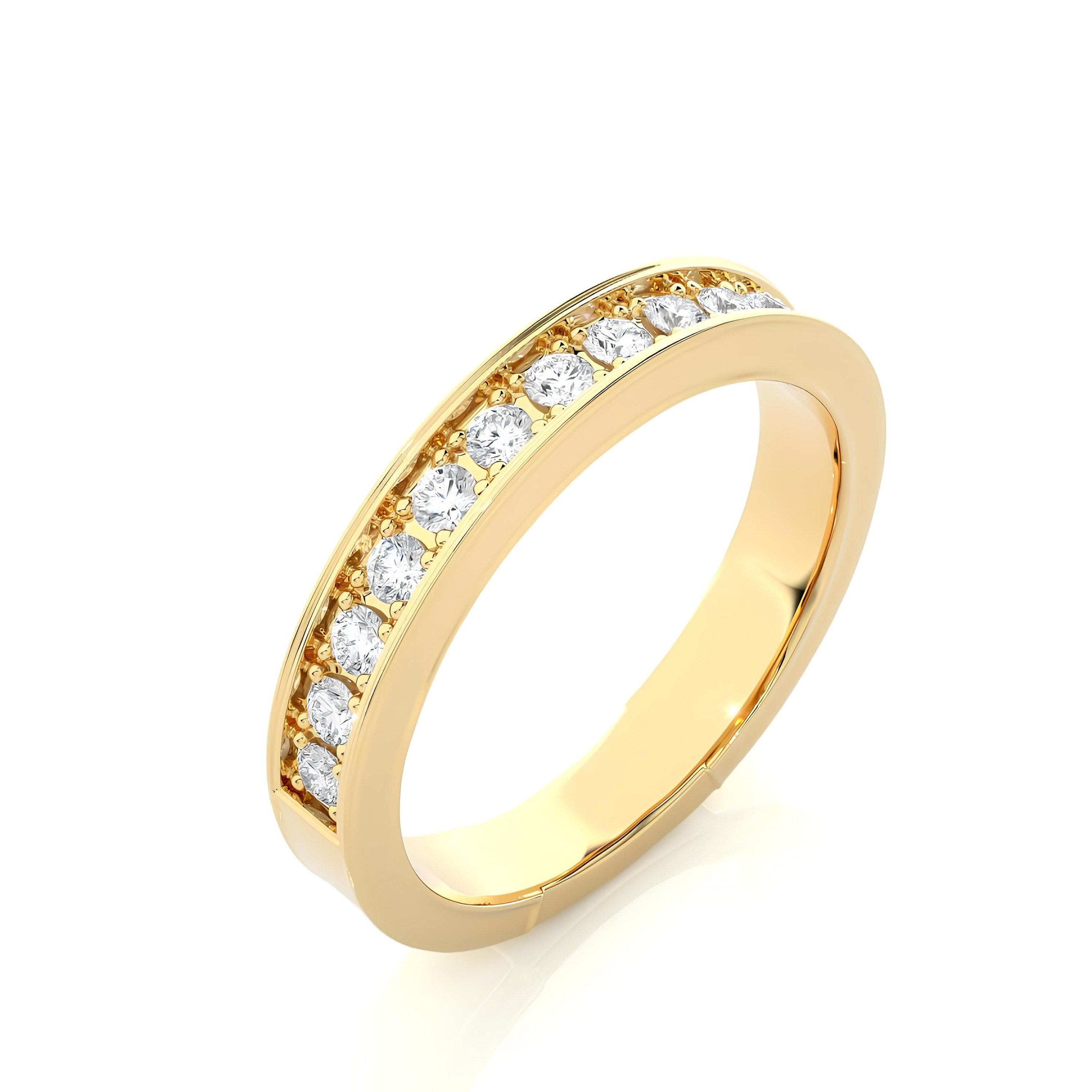 2.20MM EF VS/SI Lab-Grown Diamond Half Eternity Band – Channel-Set 14K Gold, Unique Wedding Ring