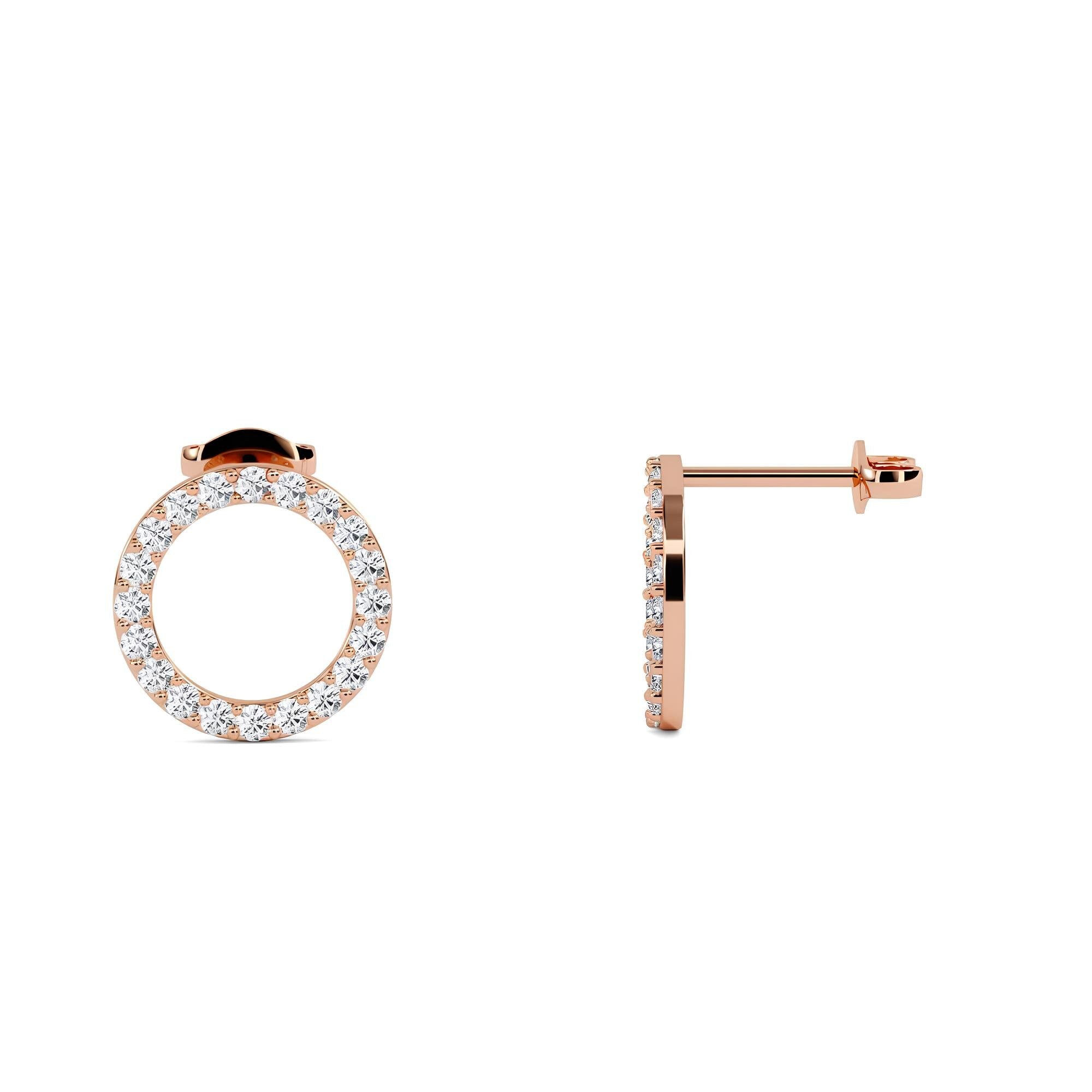 0.40 CTW Round Cut EF VS/SI Lab-Grown Diamond Circle Stud Earrings 14K Gold Diamond Studs