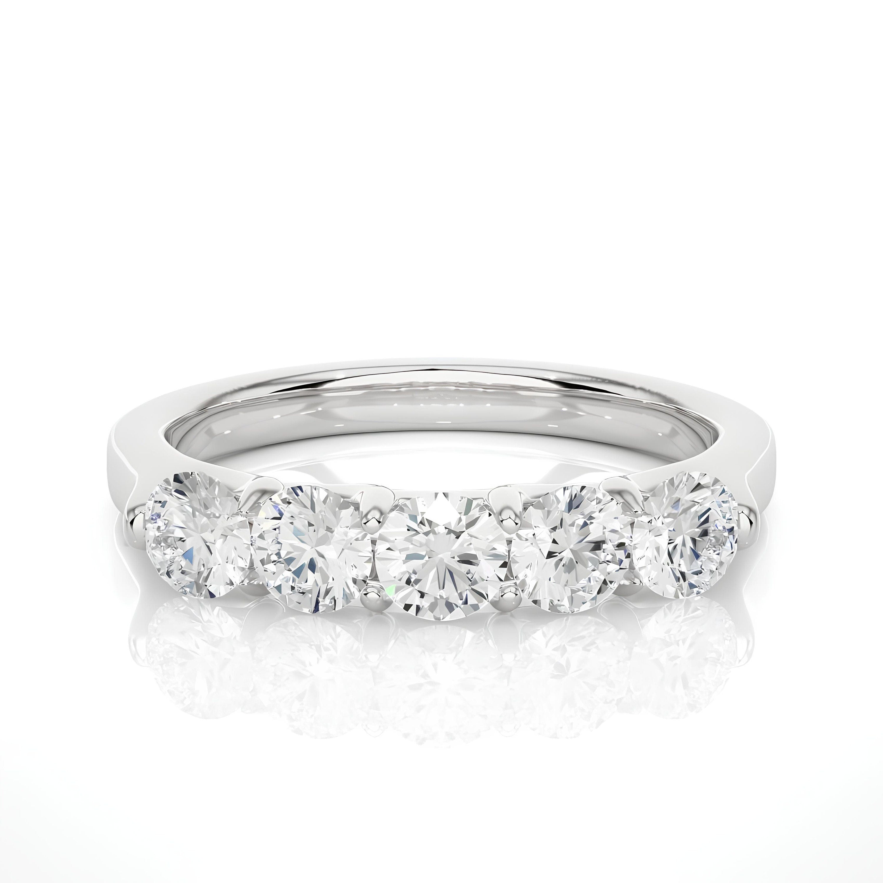 14K Gold 5-Stone Prong-Set VS/SI Diamond Wedding Band – 1.00 CTW Women's Anniversary Ring, Bridal Jewelry, Engagement or Stacking Ring