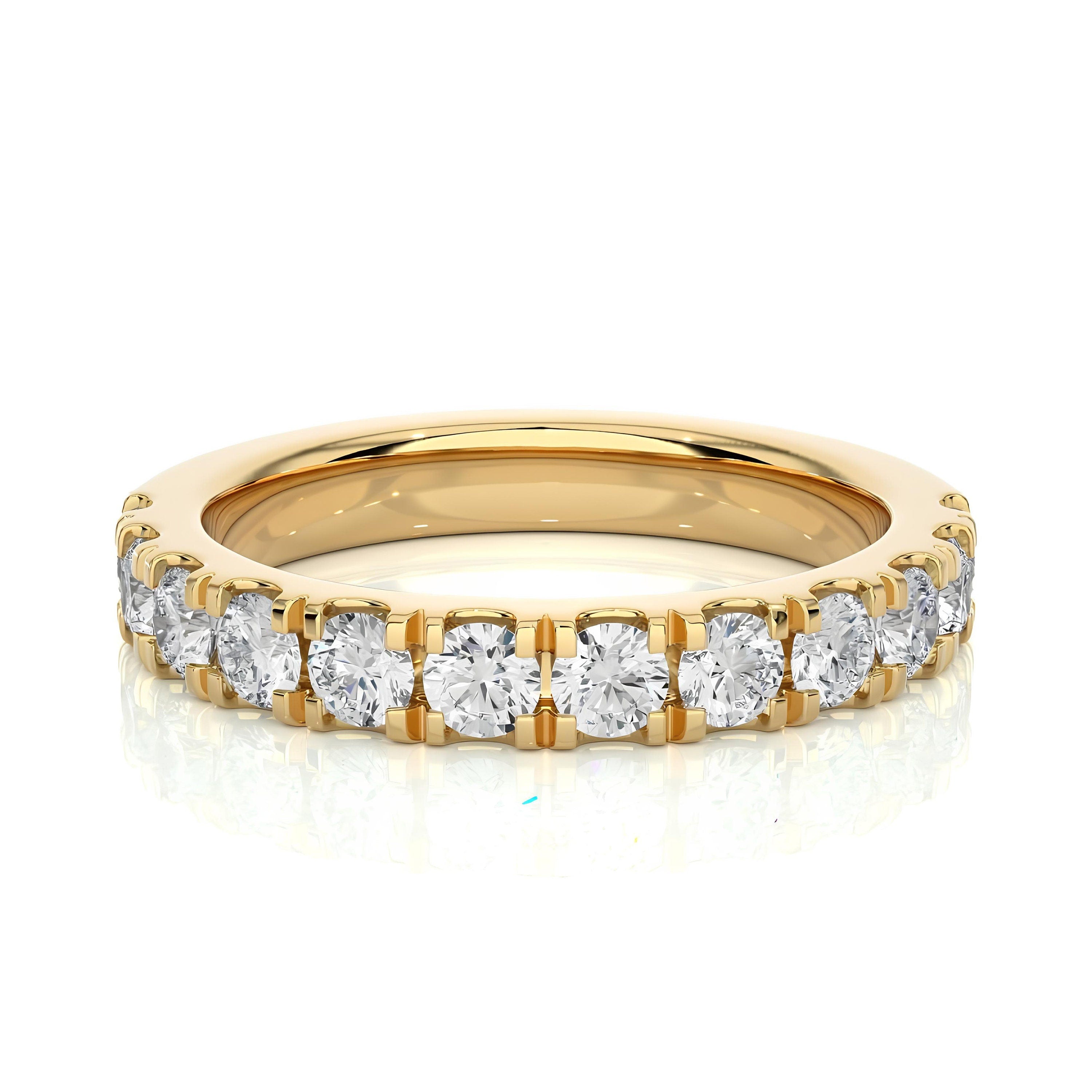 2.75mm Round Brilliant Cut Lab-Grown Diamond Wedding 14K Gold Eternity Band – Elegant Gift for Her