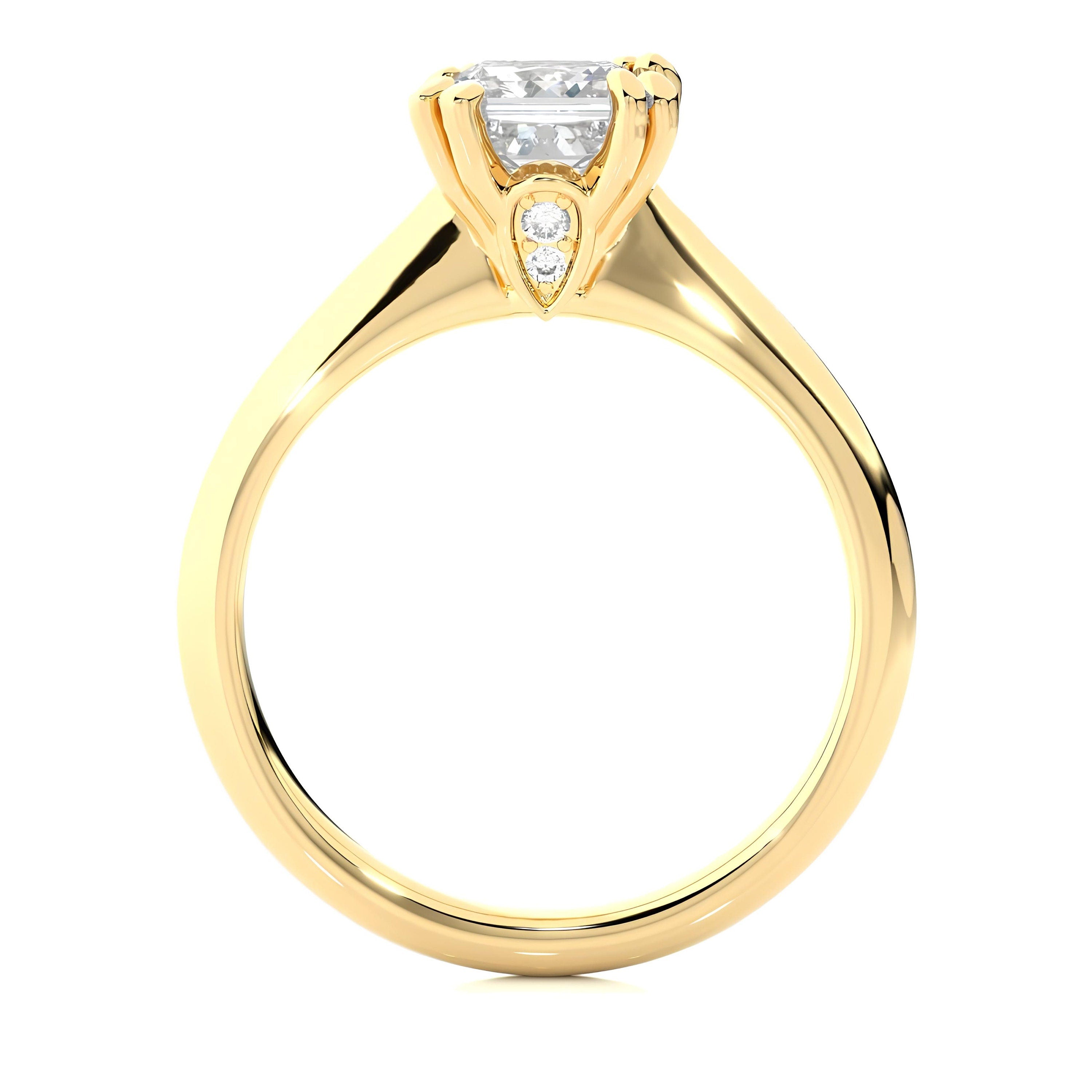 Certified 1.00 Ct Princess Cut Lab-Grown Diamond Solitaire Engagement Ring – Conflict-Free EF VS/SI Diamond Set in 14K Real Gold