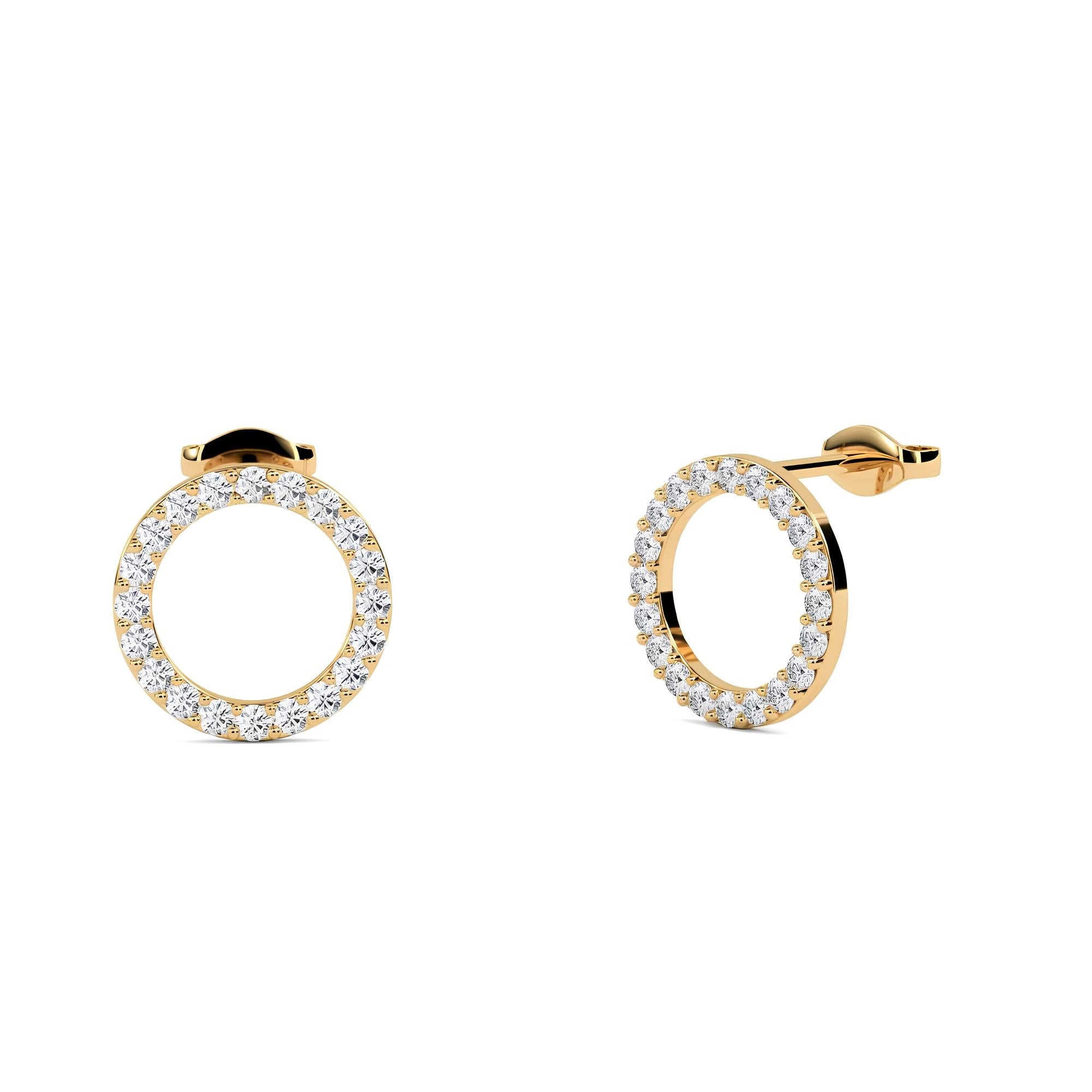 0.40 CTW Round Cut EF VS/SI Lab-Grown Diamond Circle Stud Earrings 14K Gold Diamond Studs