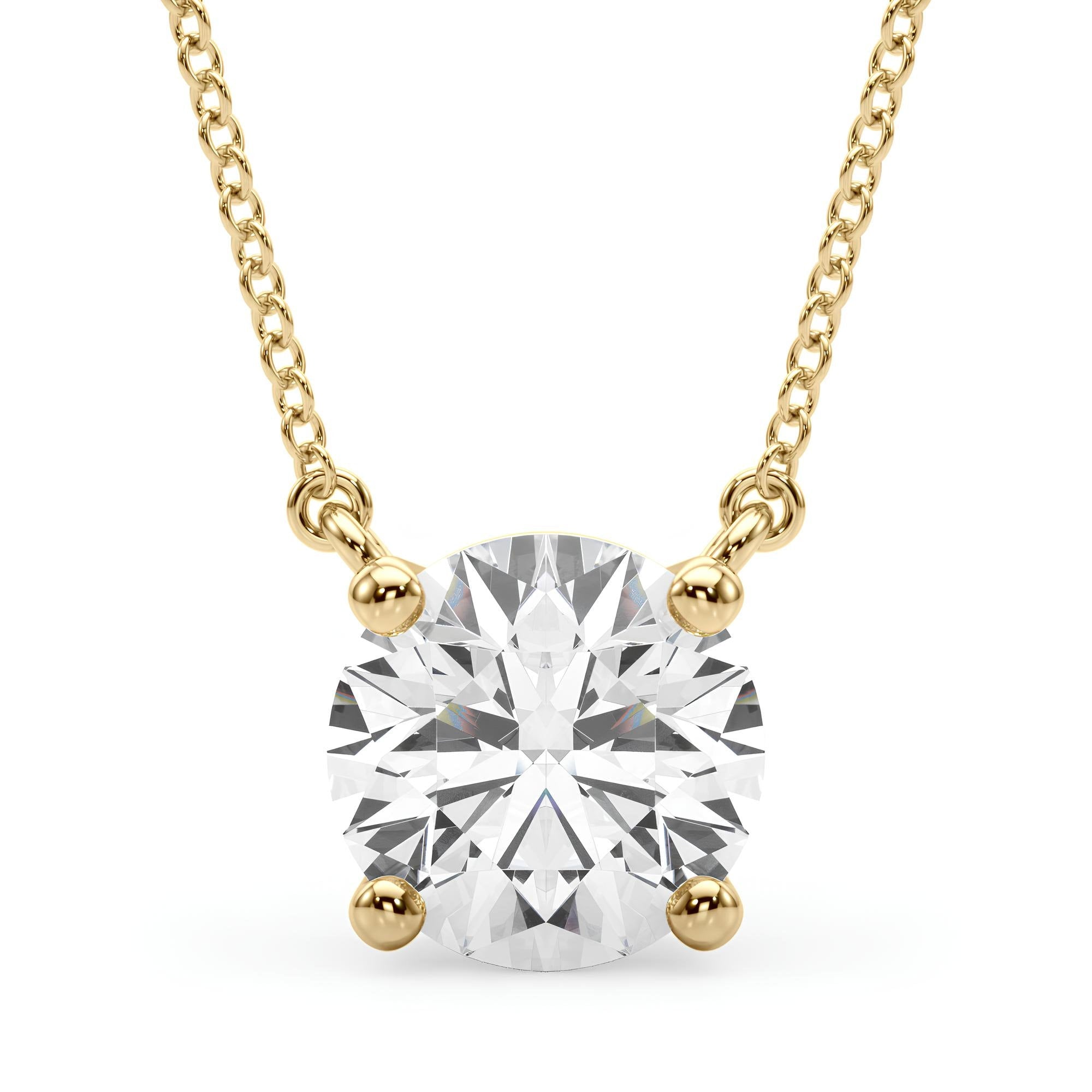 Lab-Grown Round Diamond Pendant Necklace IGI Certified EF VS/SI 0.25 to 2.00 CT 14K Gold Anniversary Gift for Her or Wife
