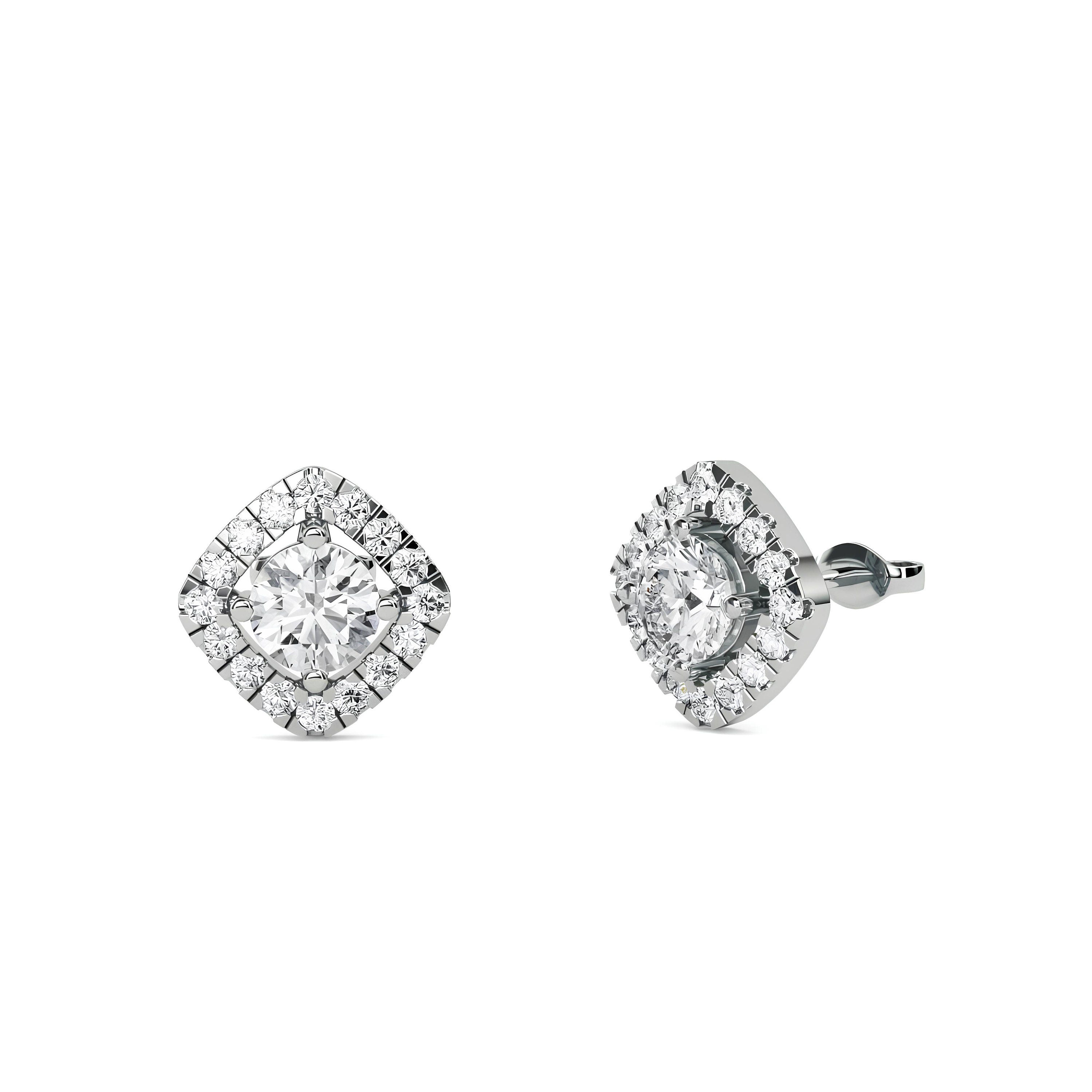 Bridesmaids Earrings IGI Certified 0.80 CTW Round Cut Lab-Grown Diamond Halo Studs EF VS/SI Clarity 14K Gold