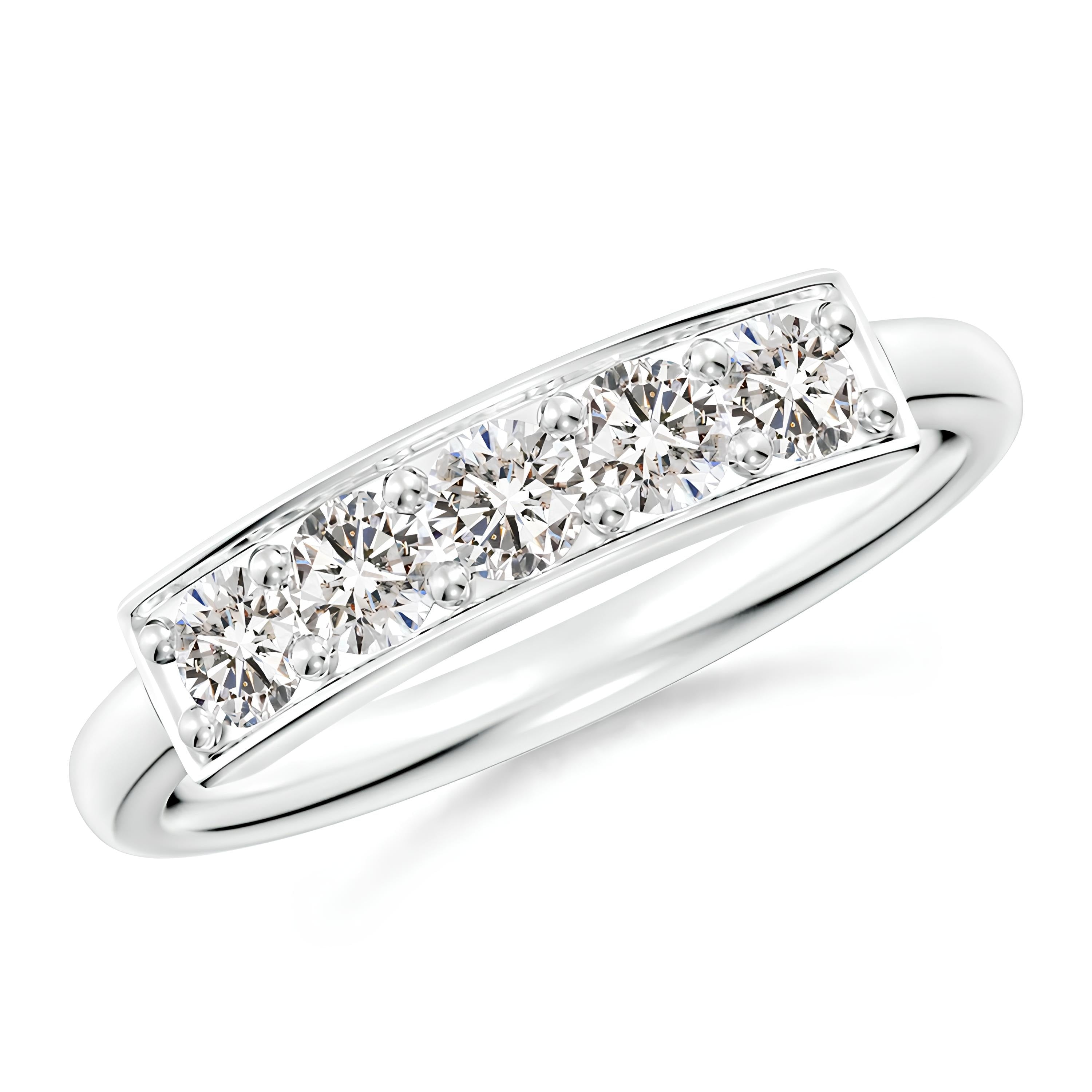 Diamond Bar Ring – EF VS/SI Lab-Created Diamonds in Solid 14K Gold | Women’s Half Eternity Engagement or Wedding Band