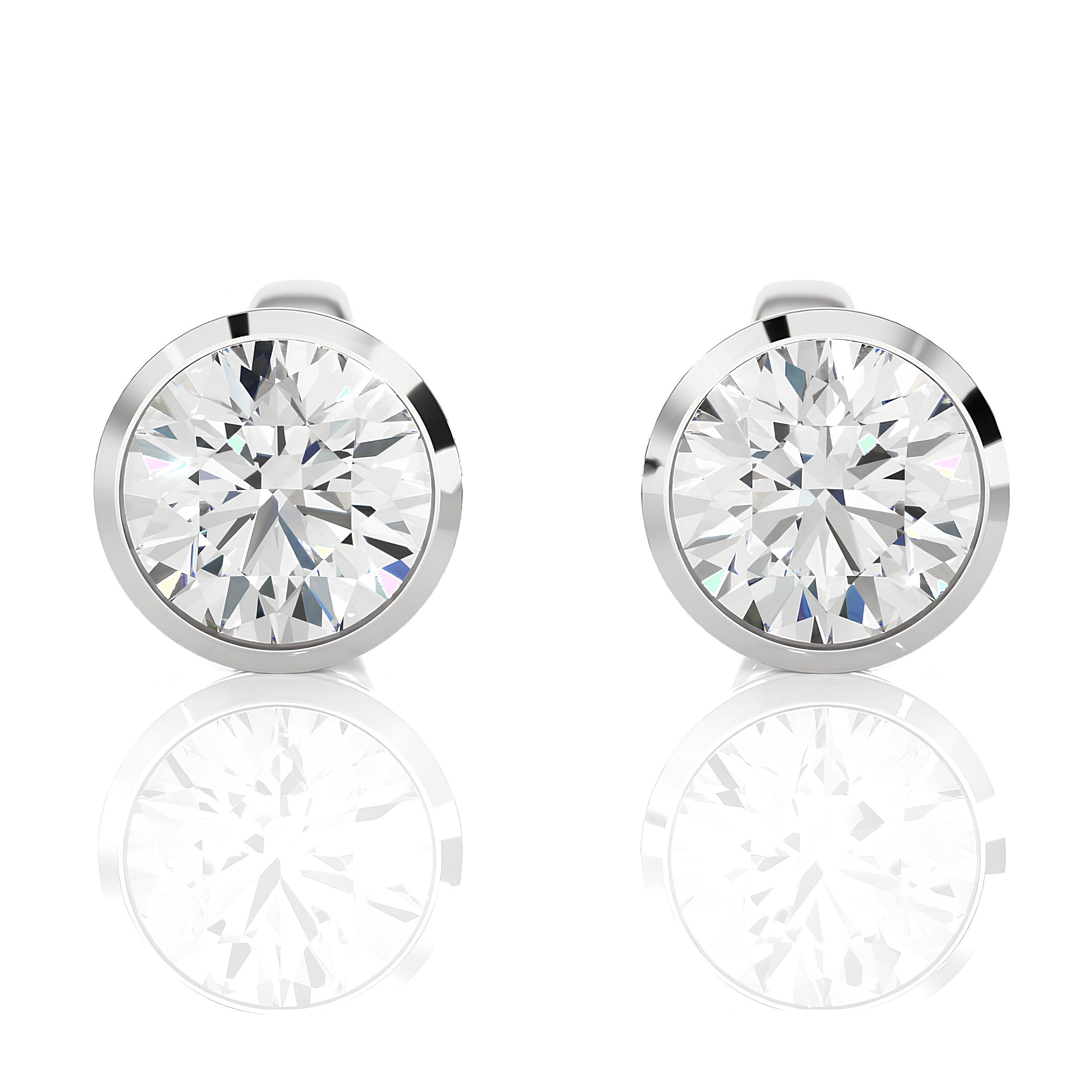 0.25 - 4.00 CTW Round Cut EF VS/SI Lab-Grown Diamond Bezel Stud Earrings for Women 14K Gold Wedding & Anniversary Gift