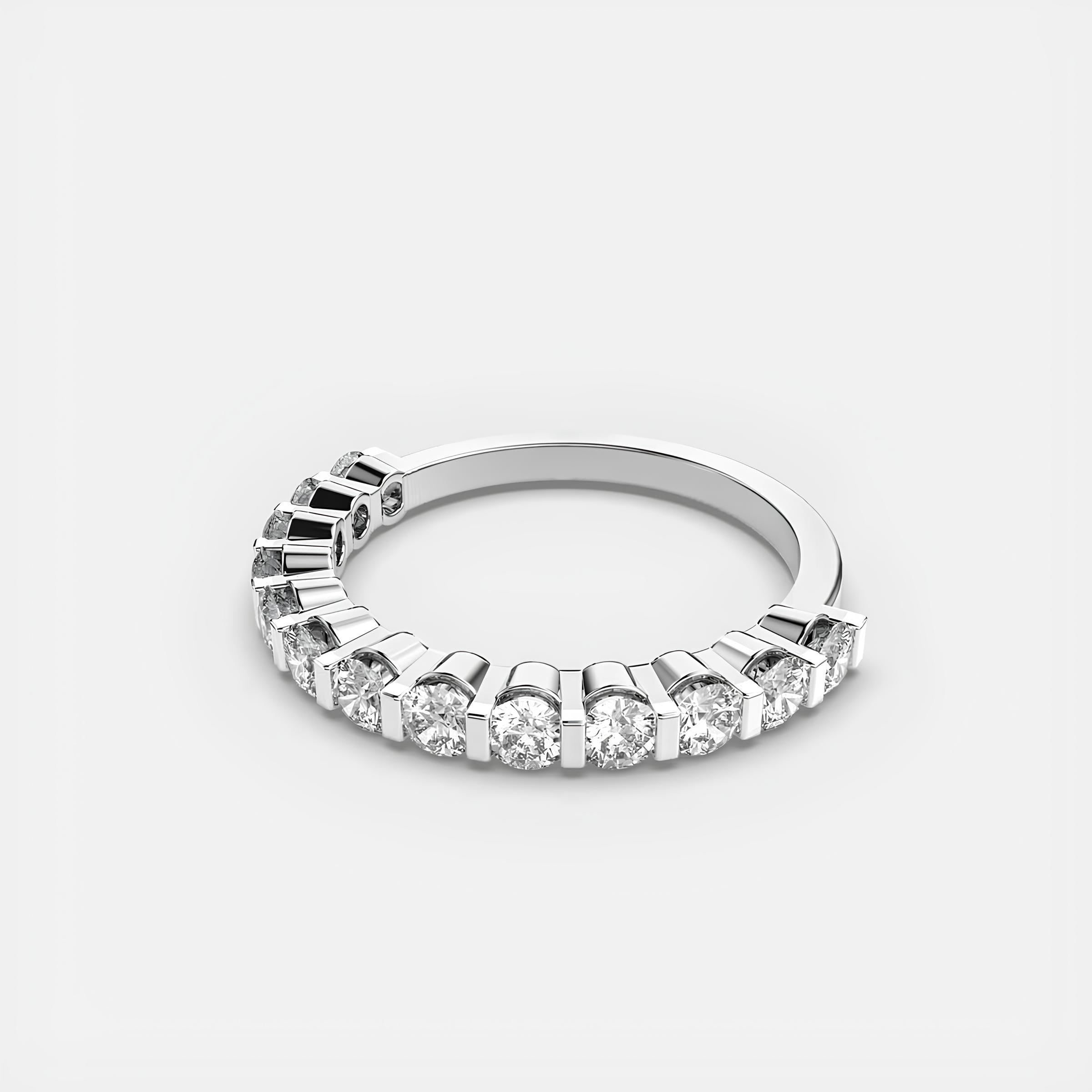 Round EF VS/SI Lab-Created Diamond Half Eternity Wedding Band – 14K Gold