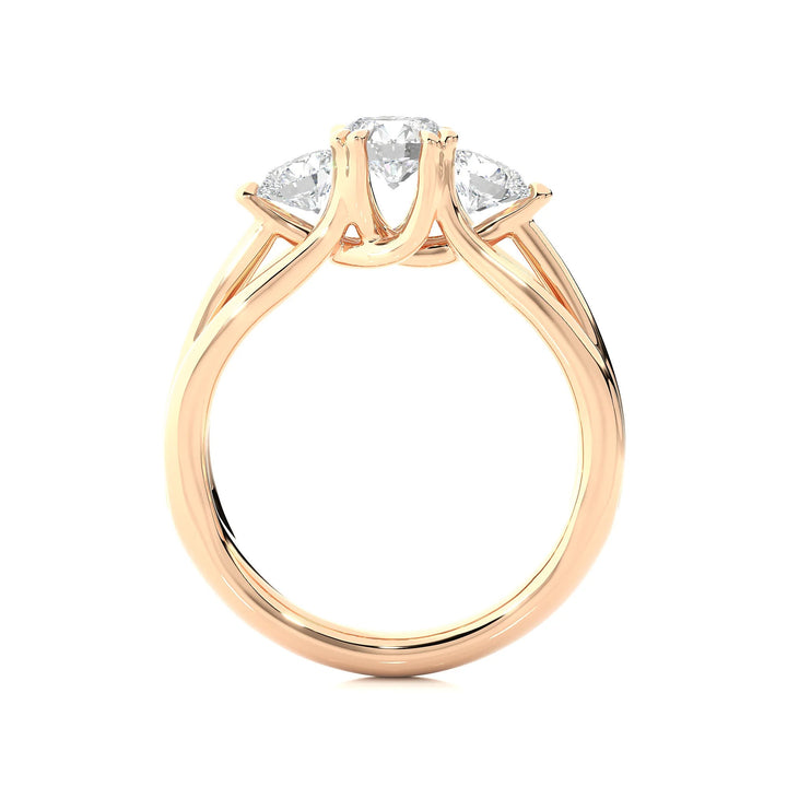 Round Three Stone Engagement Ring, EF VS/SI Lab Created Diamond Ring, Promise Ring, Wedding Ring, Diamond Ring for Her, 14K Gold Ring