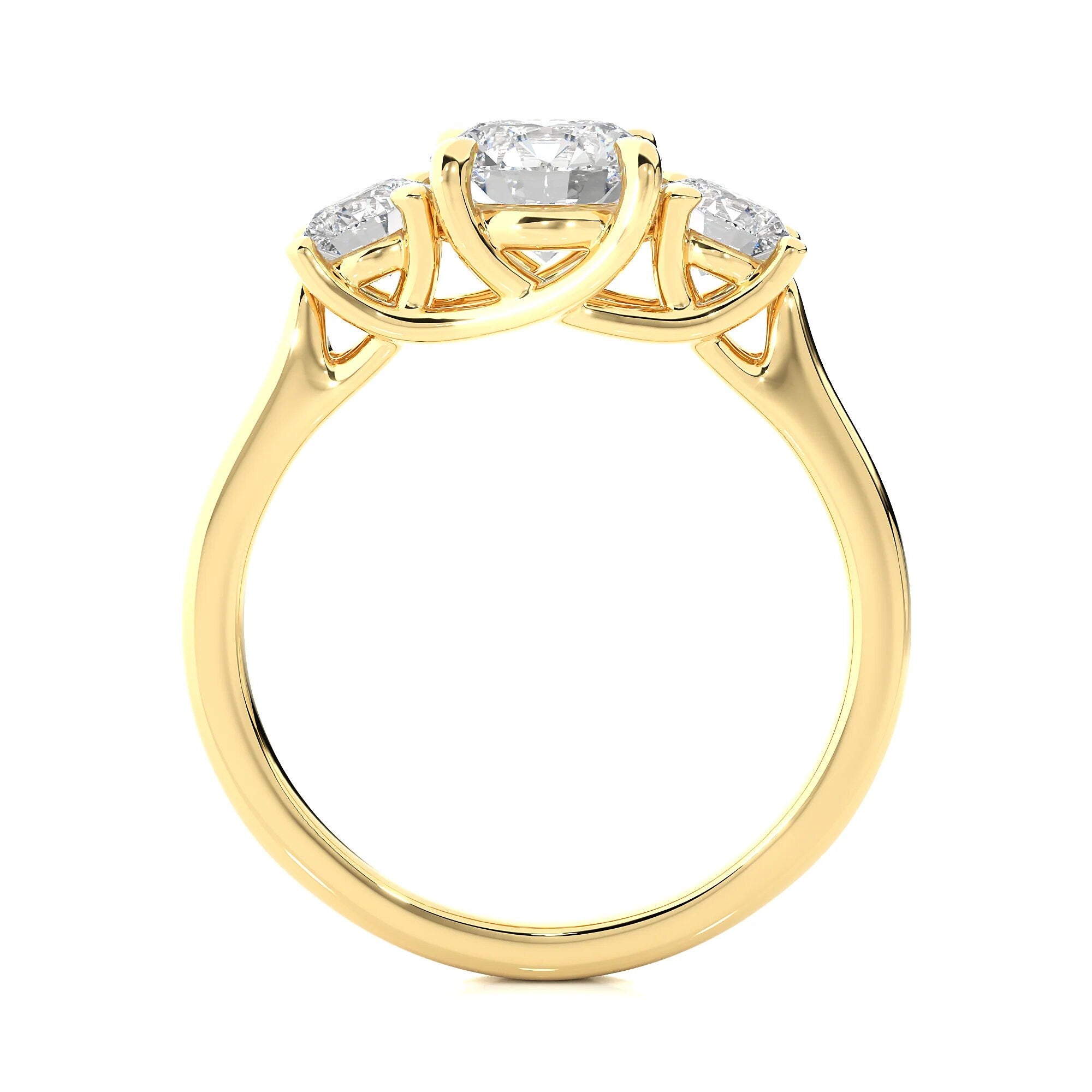 Round Three-Stone Engagement Ring – EF VS/SI Lab-Created Diamonds, Excellent Cut – Promise, Wedding, or Anniversary Ring for Her