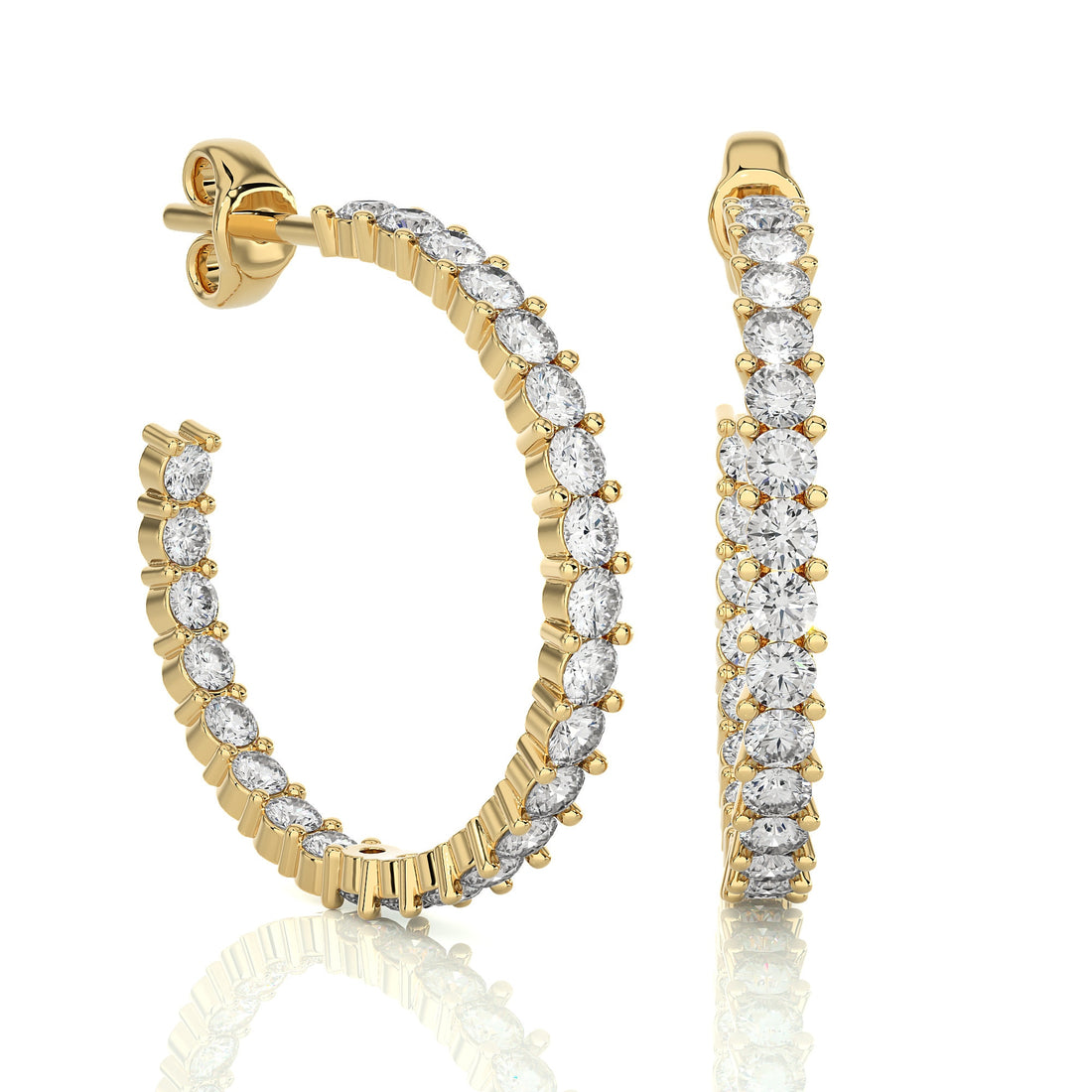 14K Gold Round EF VS/SI Lab-Grown Diamond Half Hoop Earrings Minimalist Prong Setting Design with Ethically Sourced Sparkle.