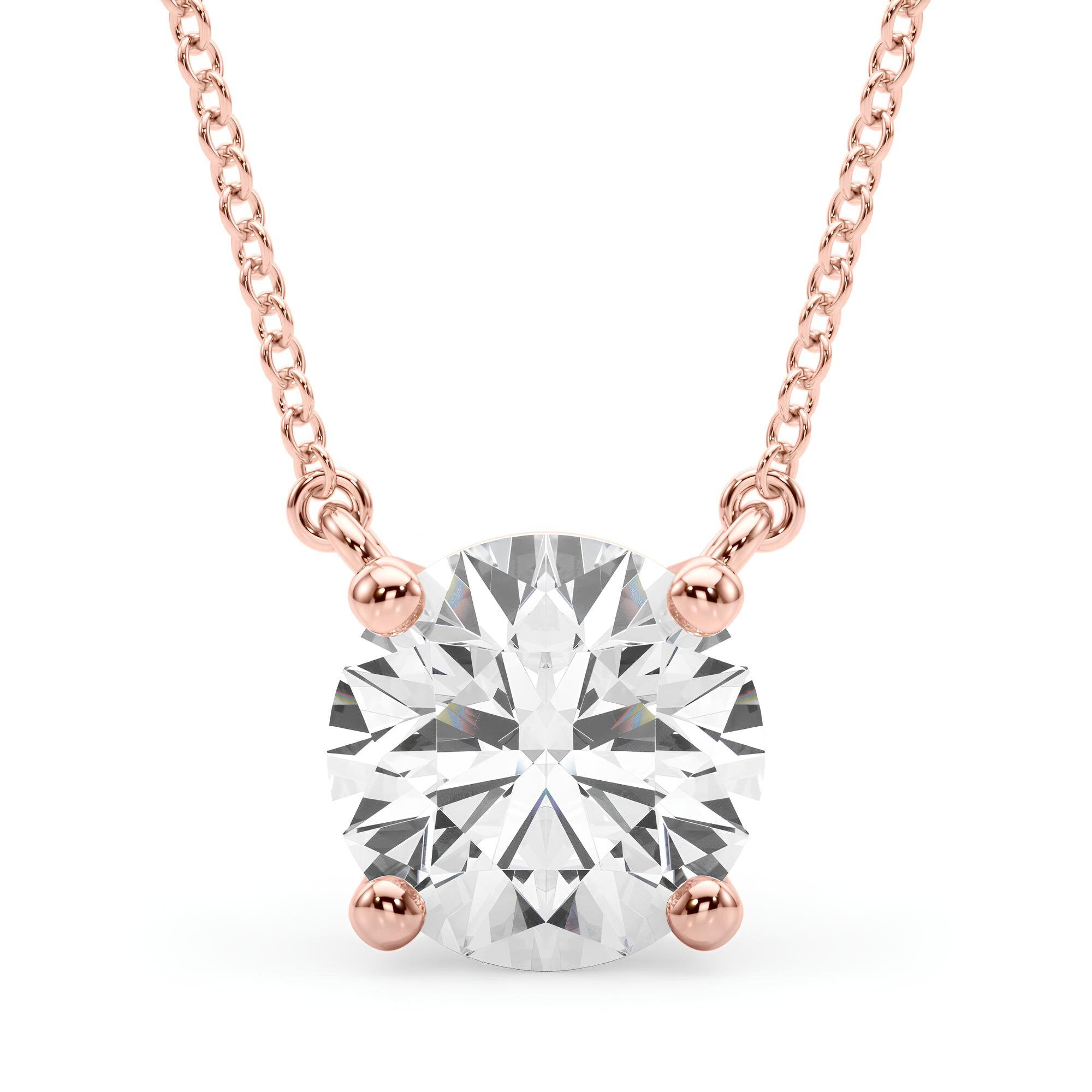 Lab-Grown Round Diamond Pendant Necklace IGI Certified EF VS/SI 0.25 to 2.00 CT 14K Gold Anniversary Gift for Her or Wife