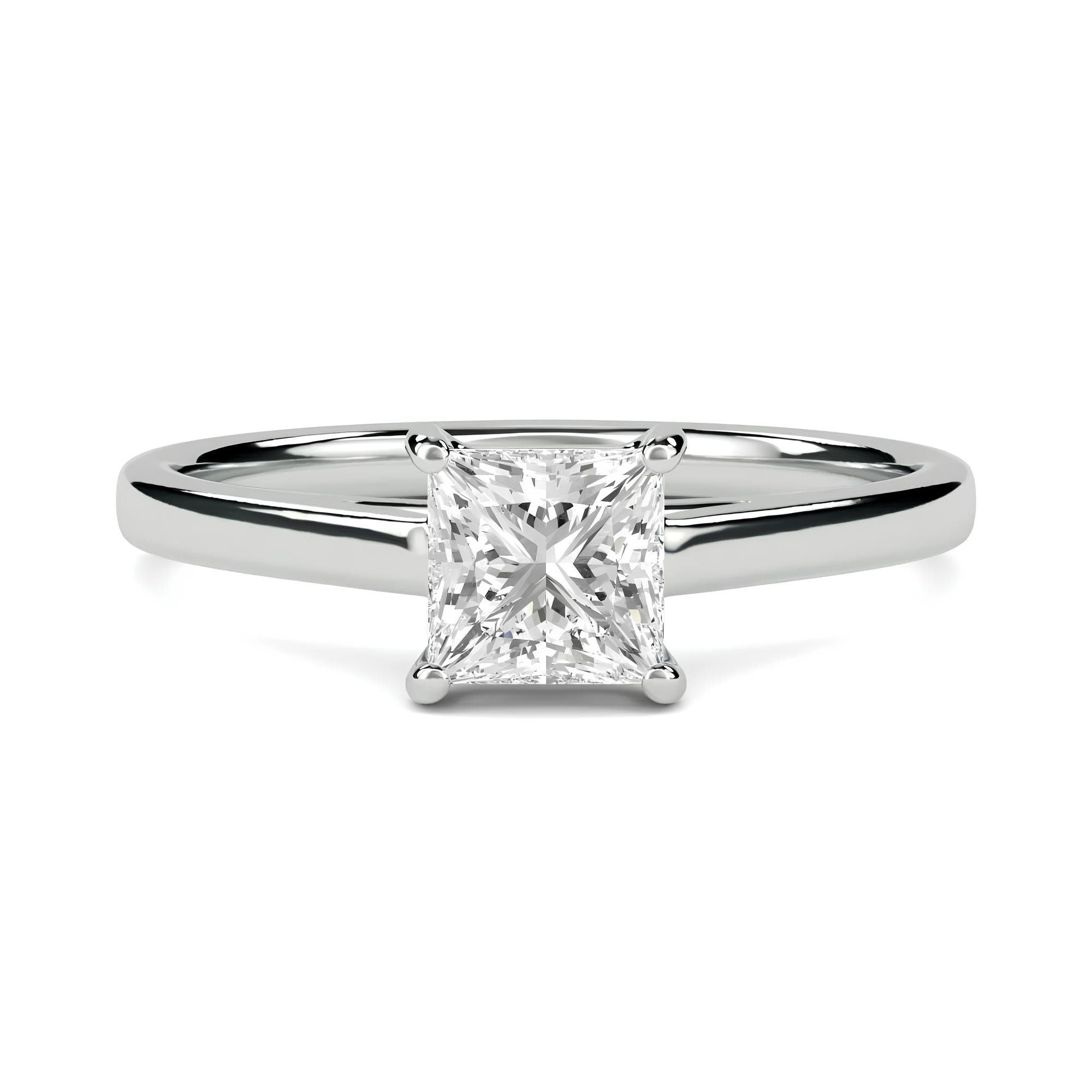 1.00 CT Princess Cut Lab-Grown Diamond Solitaire Engagement Ring – EF VS/SI Clarity in 14K Solid Gold | Timeless Wedding or Anniversary Band