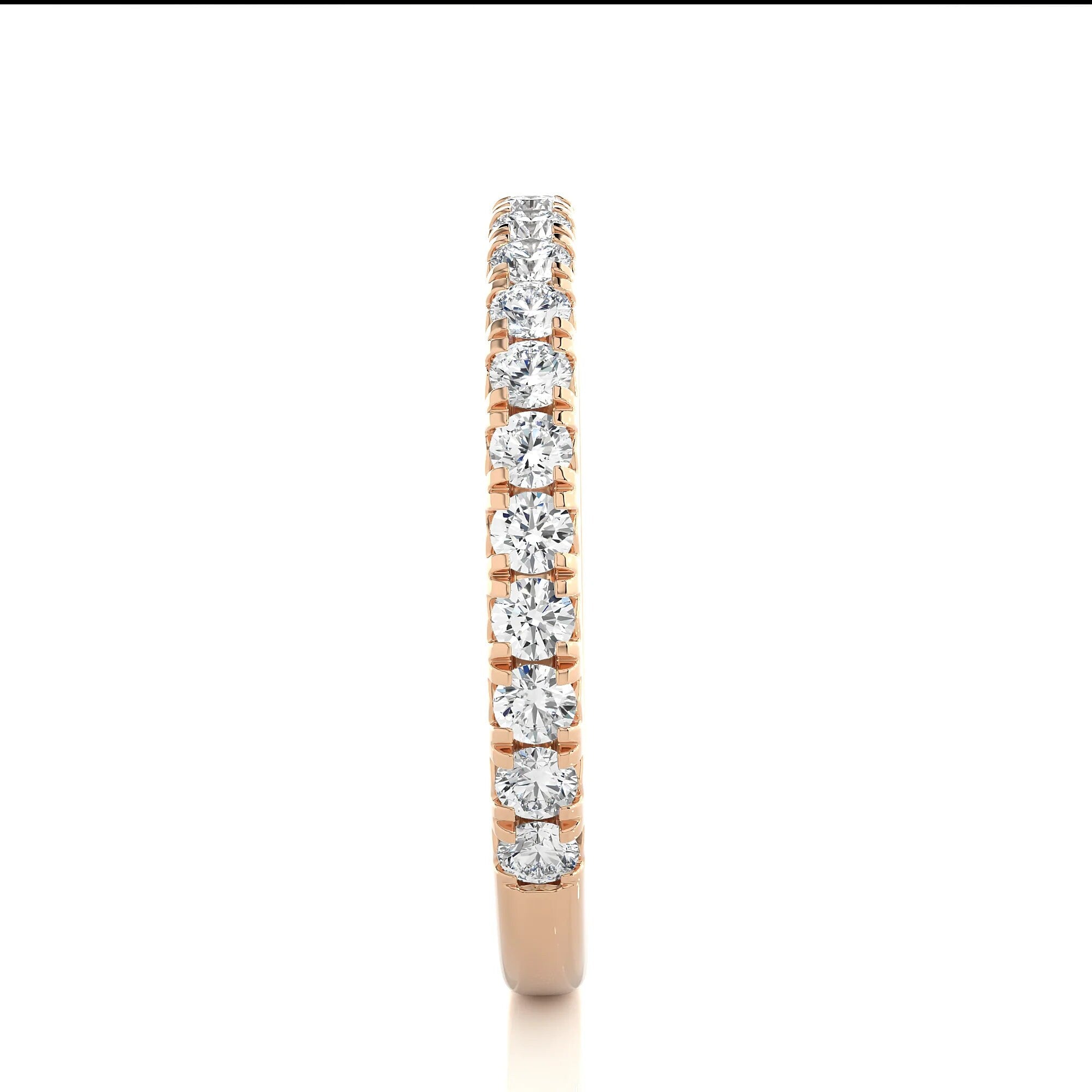 2.20 MM Round Cut Lab Grown Diamond Band, Half Eternity Wedding Band, Matching/Stackable Band, Anniversary Gift for Women, Minimalist Band