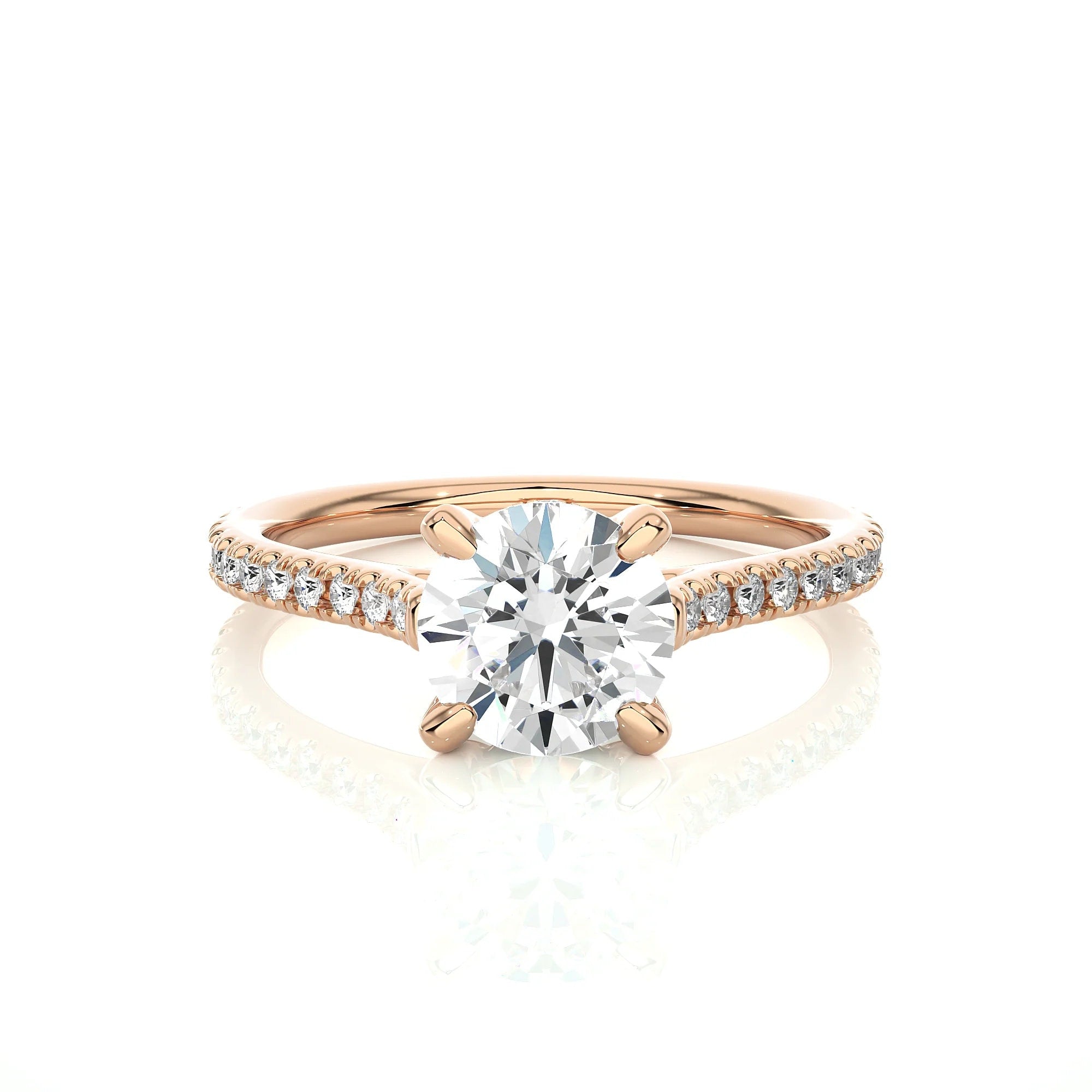 1.30 Ct EF VS/SI Certified Lab Grown Diamond Solitaire Engagement Ring / 14K Real Gold / Conflict-Free Lab-Grown Diamond