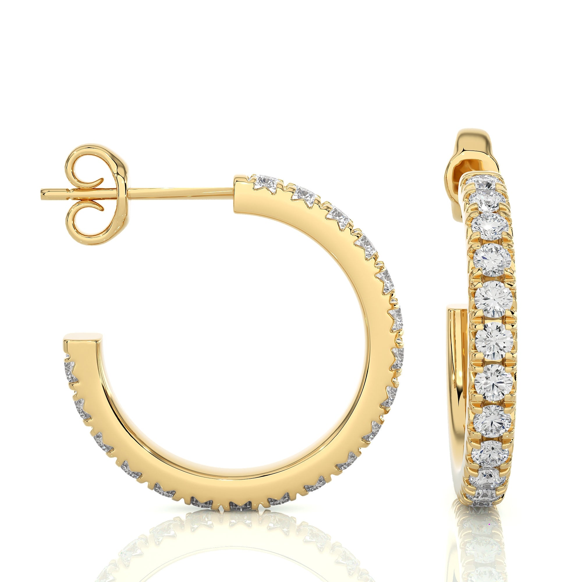 Exquisite 14k Gold Diamond Pave Hoop Stud Earrings by Alikediamonds
