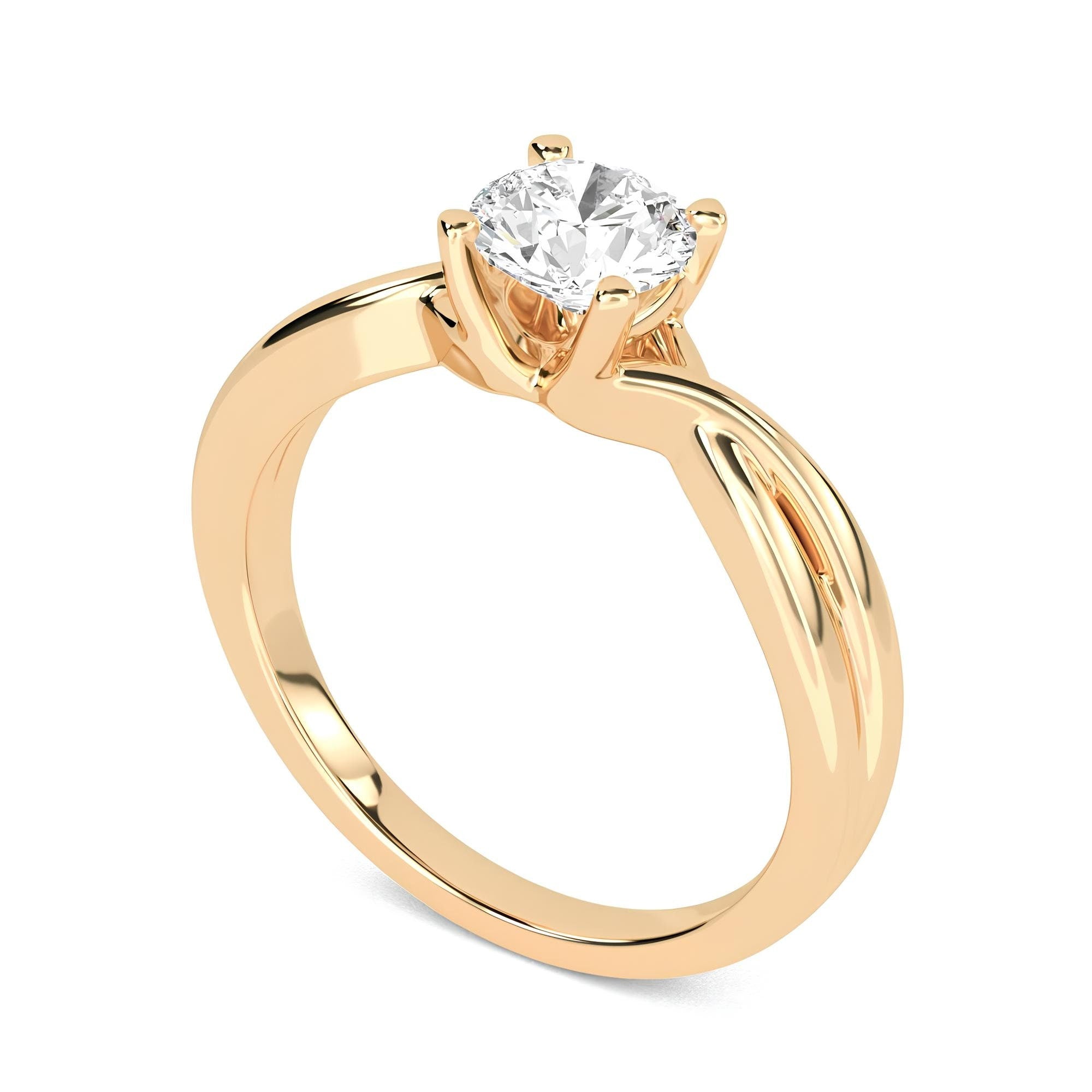 Exquisite Round Cut EF VS/SI Lab-Grown Diamond Solitaire Ring – Certified, Conflict-Free Diamond in 14K Solid Gold | Ideal for Engagements & Weddings