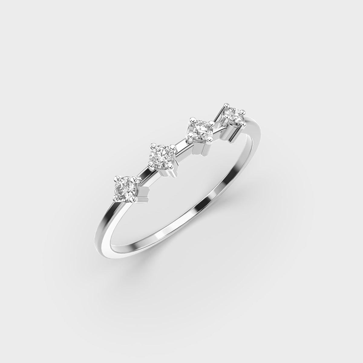 4-Stone Round EF VS/SI Lab-Created Diamond Half Eternity Wedding Band – 14K Solid Gold