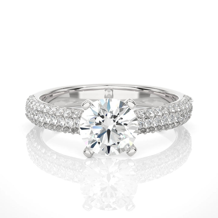 Exclusive Certified EF VS/SI Lab-Grown Diamond Three-Row Wedding Band IGI Certified Solitaire Engagement Ring in Luxe 14K Gold