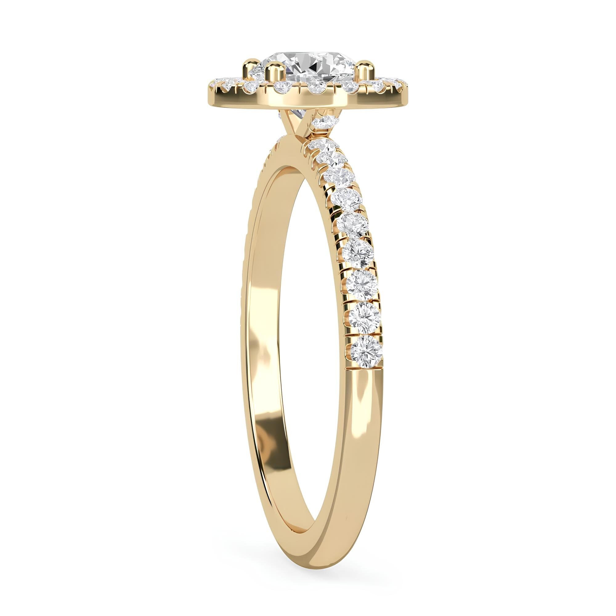 Elegant 1.00 CT Lab-Grown Diamond Halo Engagement Ring – IGI Certified EF VS/SI Round Diamond in 14K Gold