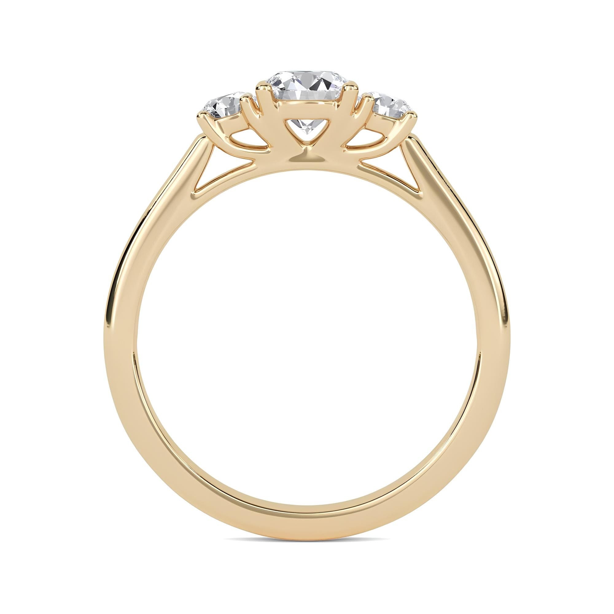 Three-Stone Round Lab-Grown Diamond Engagement Ring – EF VS/SI Diamonds in 14K Gold | Promise, Wedding, or Gift Ring for Her