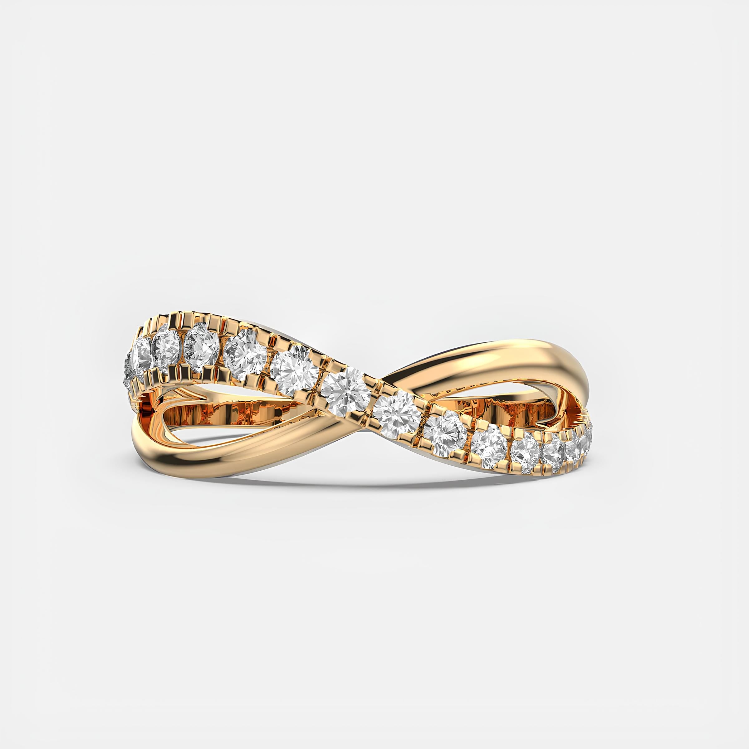 Rising Waves EF VS/SI Lab-Created Diamond Half Eternity Wedding Band – 14K Solid Gold