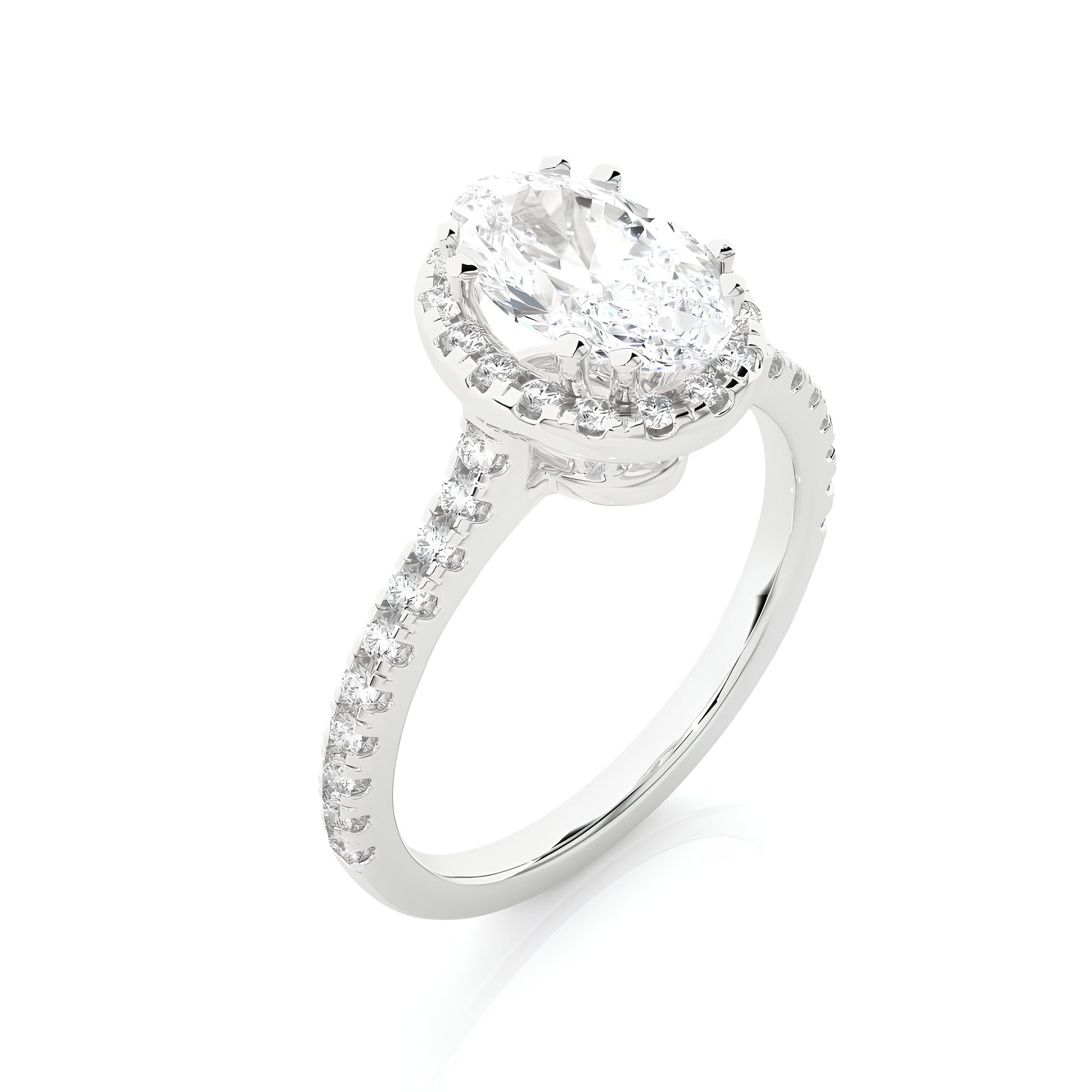 IGI Certified 1.00 Ct Oval Lab-Grown Diamond Halo Engagement Ring / Solid Real Gold Wedding Ring / Wedding & Anniversary Ring For Gift