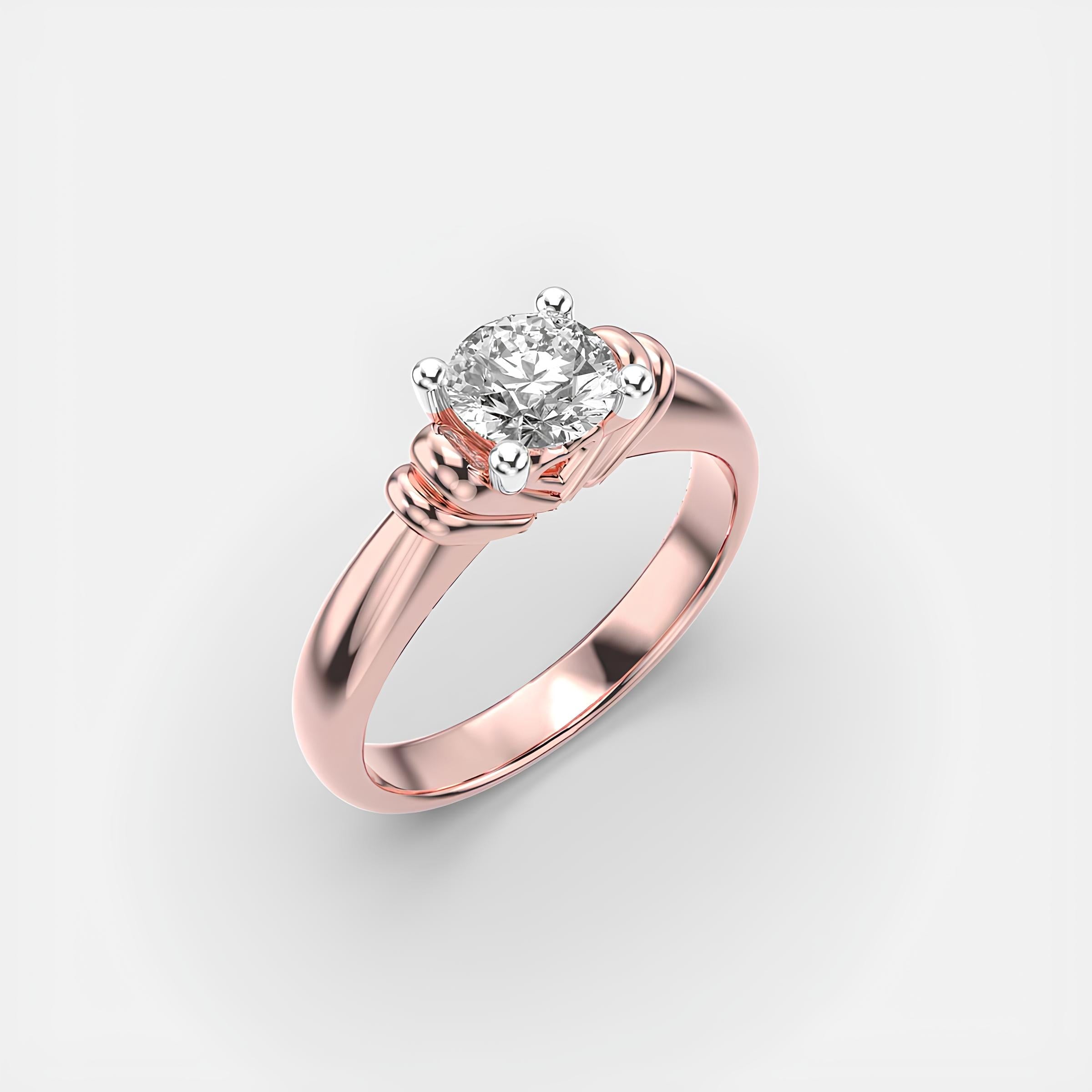 Twisted Solitaire Ring – Round EF VS/SI Lab-Created Diamond Wedding Band in 14K Gold