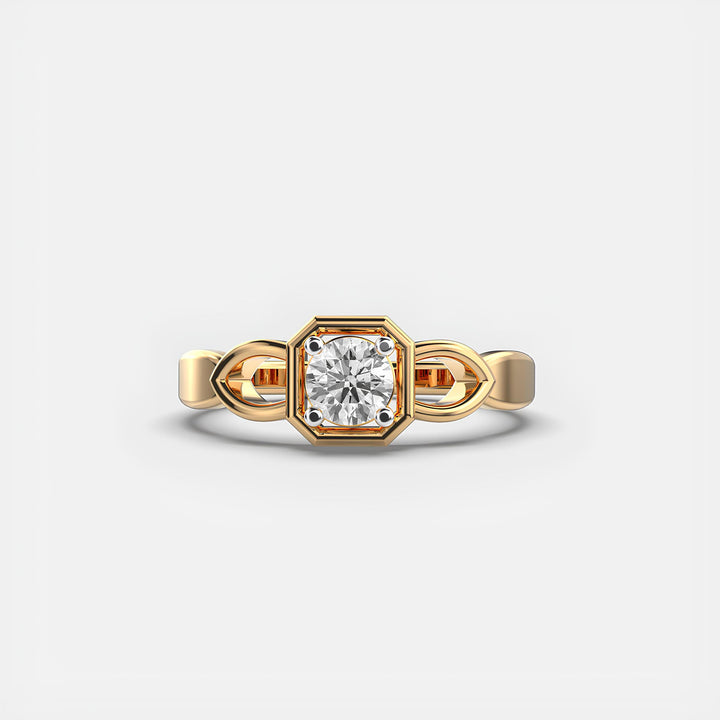 Solitaire Round EF VS/SI Lab-Grown Diamond Twisted Wedding Band – 14K Solid Gold Ring