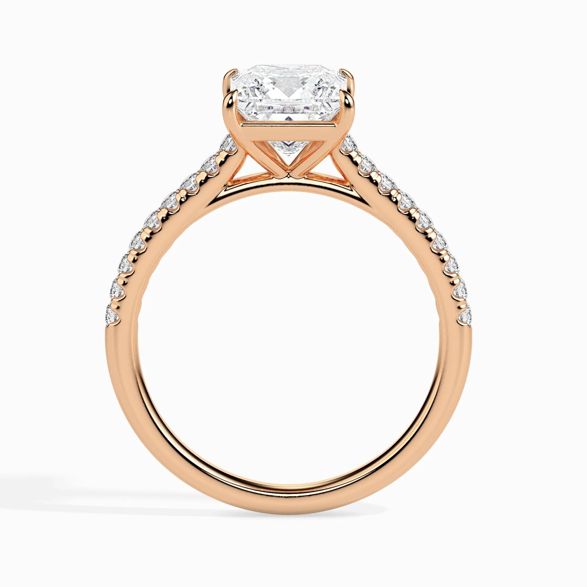1.00 Ct Certified Lab-Grown Princess Diamond Solitaire Engagement Ring – 14K Solid Gold with Conflict-Free VS/SI Diamonds