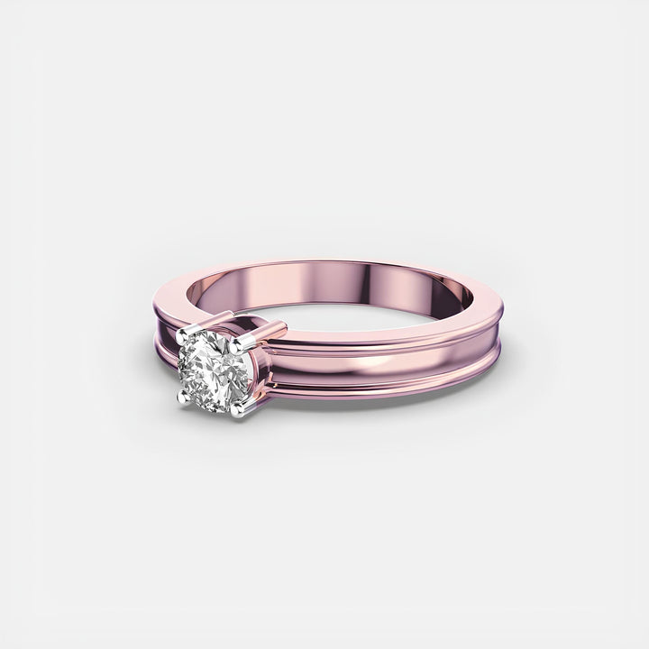 Round Diamond Ring Lab Created Diamond Wedding Band Woman's Wedding Ring in 14K Solid Yellow Gold