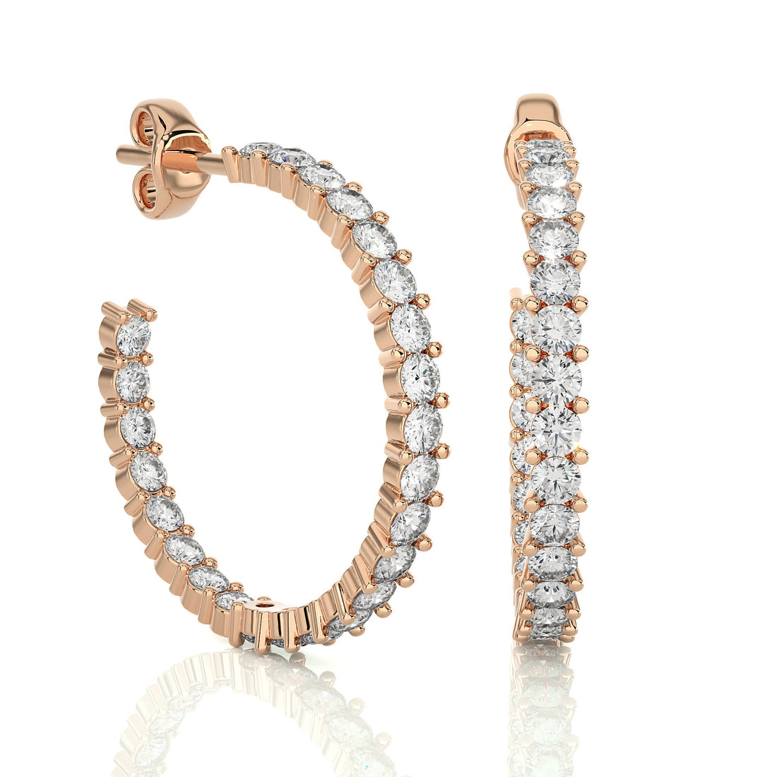 14K Gold Round EF VS/SI Lab-Grown Diamond Half Hoop Earrings Minimalist Prong Setting Design with Ethically Sourced Sparkle.