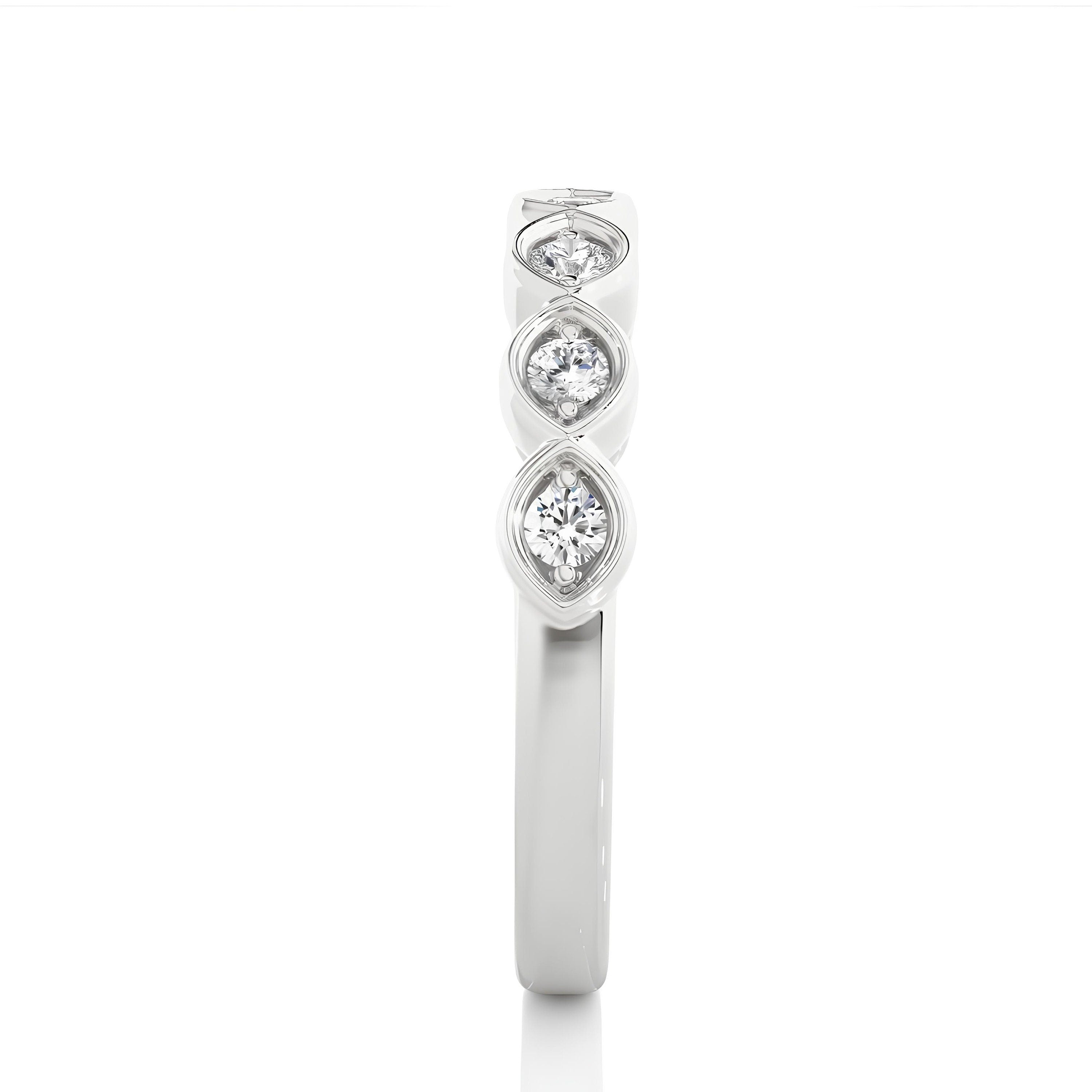 0.20 CT Round Cut Lab-Grown Diamond Half Eternity Band – Marquise Outline Stackable Ring