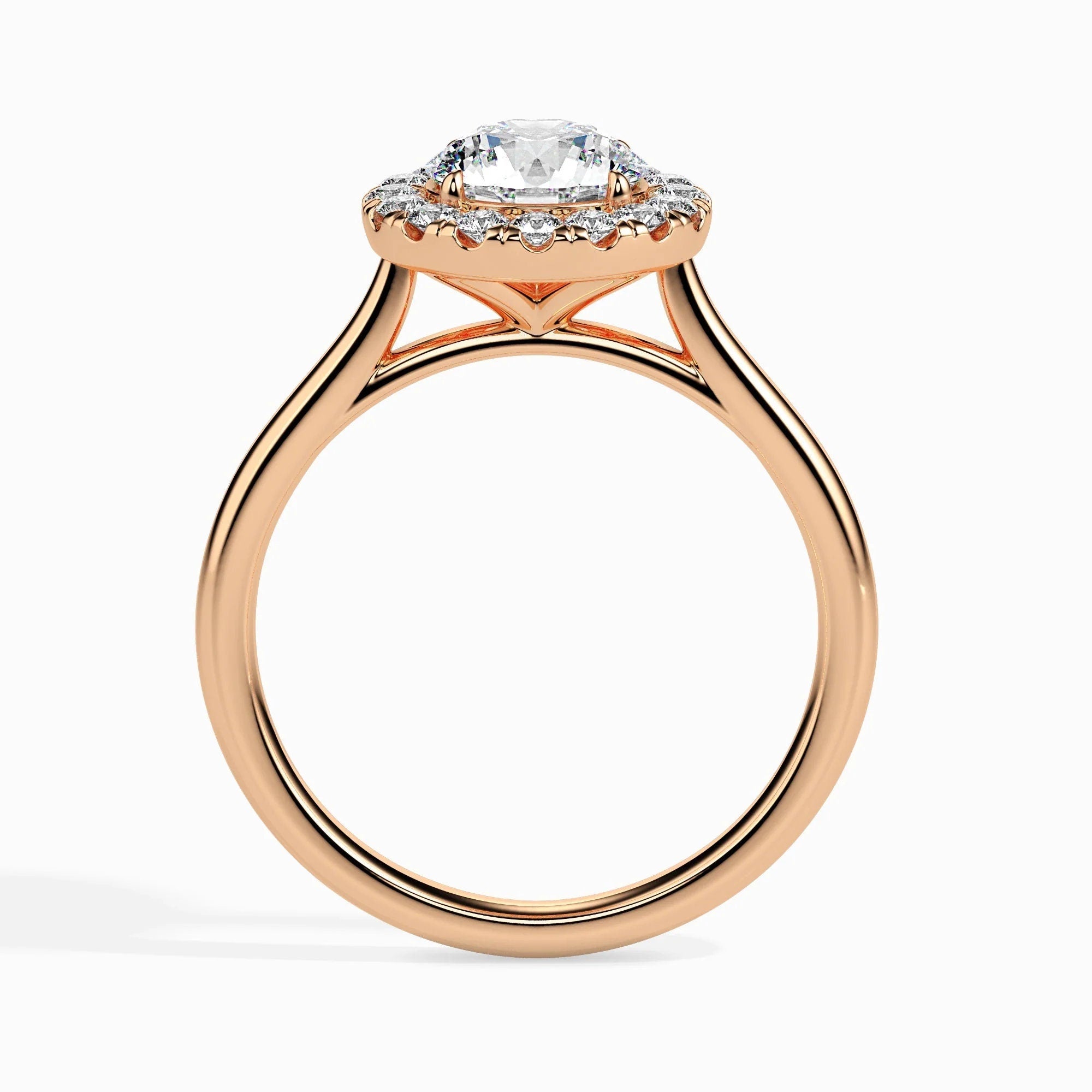 1.00 CT Certified Lab-Grown Diamond Bold Halo Engagement Ring – 14K Real Gold Wedding Ring with Conflict-Free Diamonds