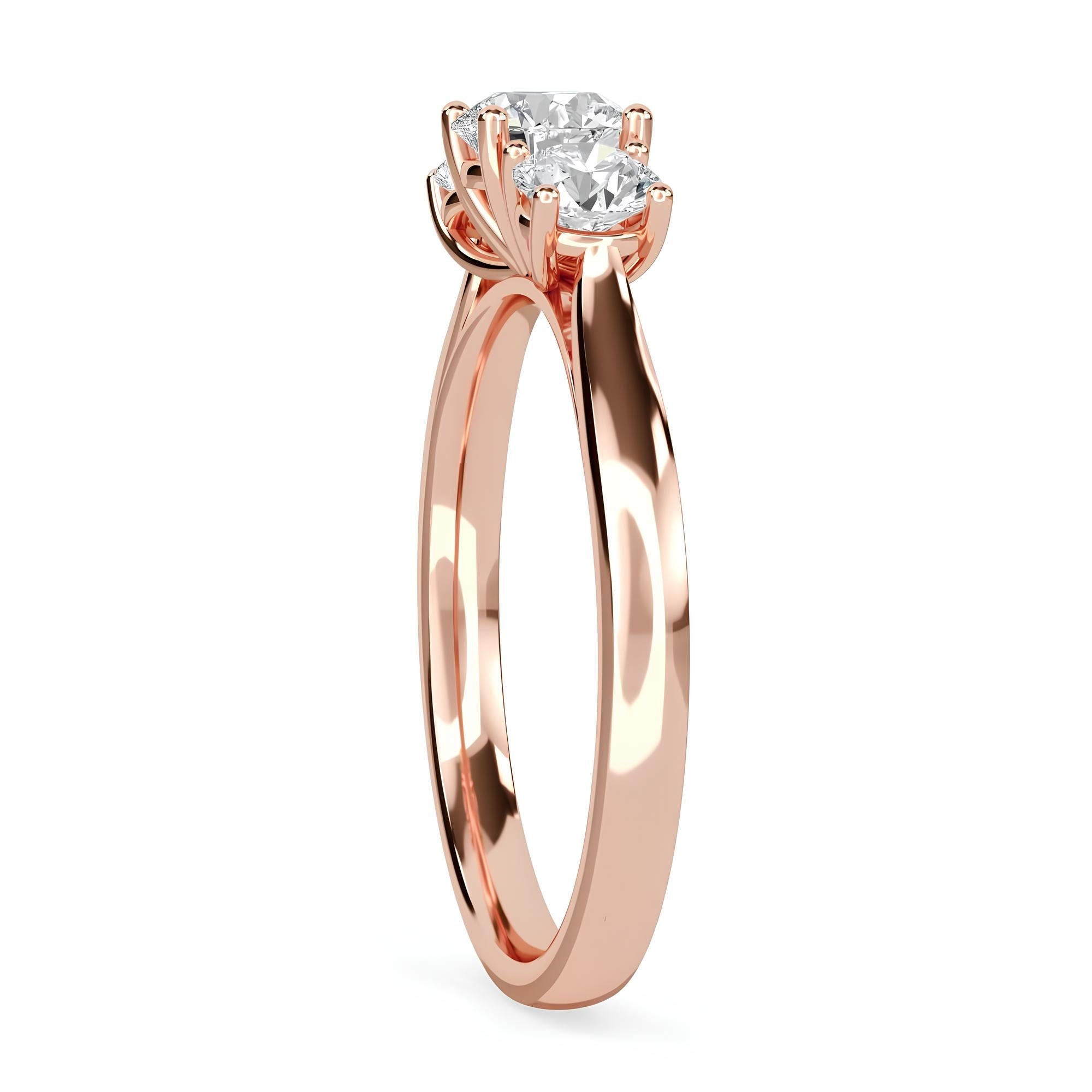 Round Three-Stone Engagement Ring – EF VS/SI Lab-Created Diamonds in 14K Gold | Promise, Wedding, or Gift Ring for Her
