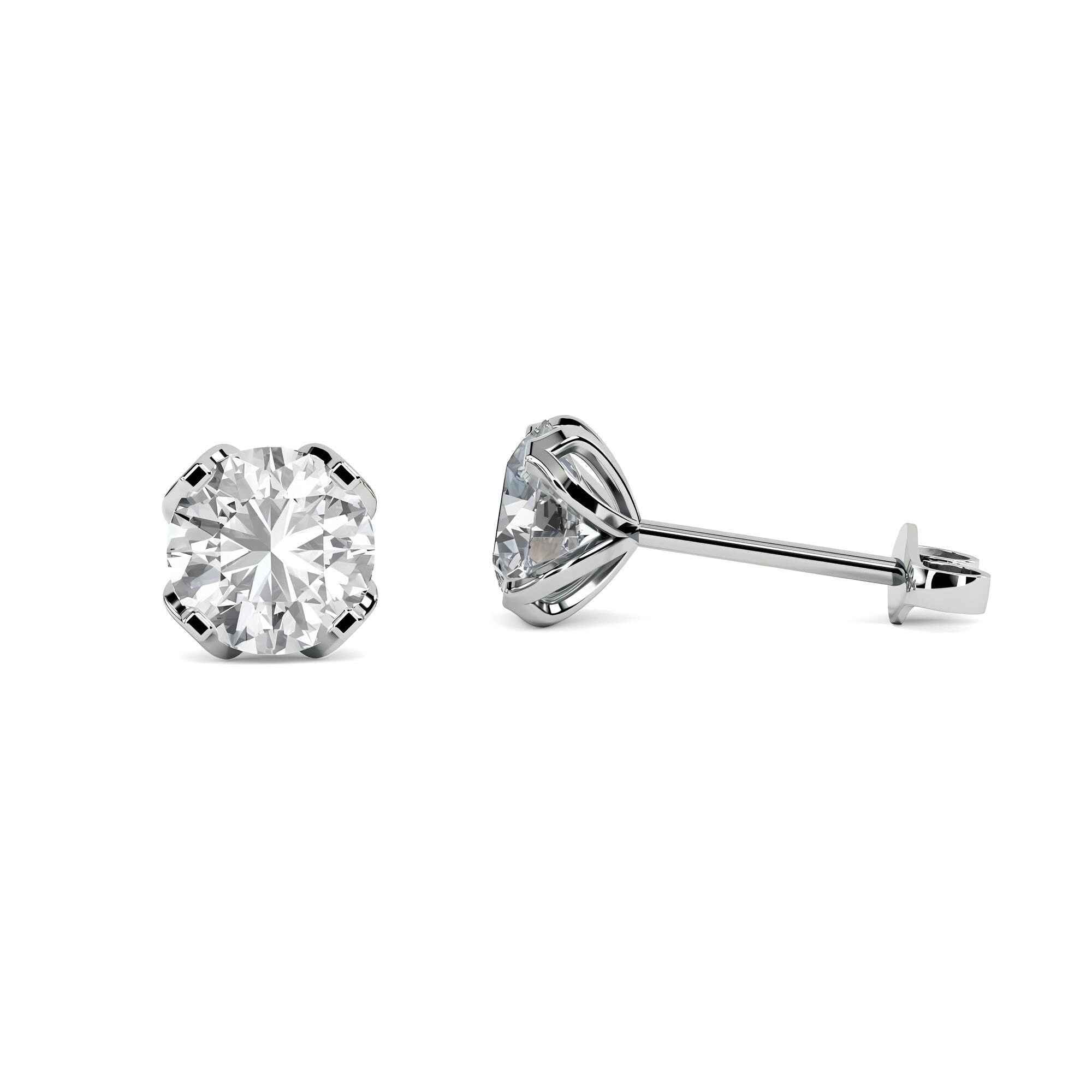 Round Lab-Grown Diamond Stud Earrings EF VS/SI Quality 14K Gold Push Back Wedding Earrings for Women