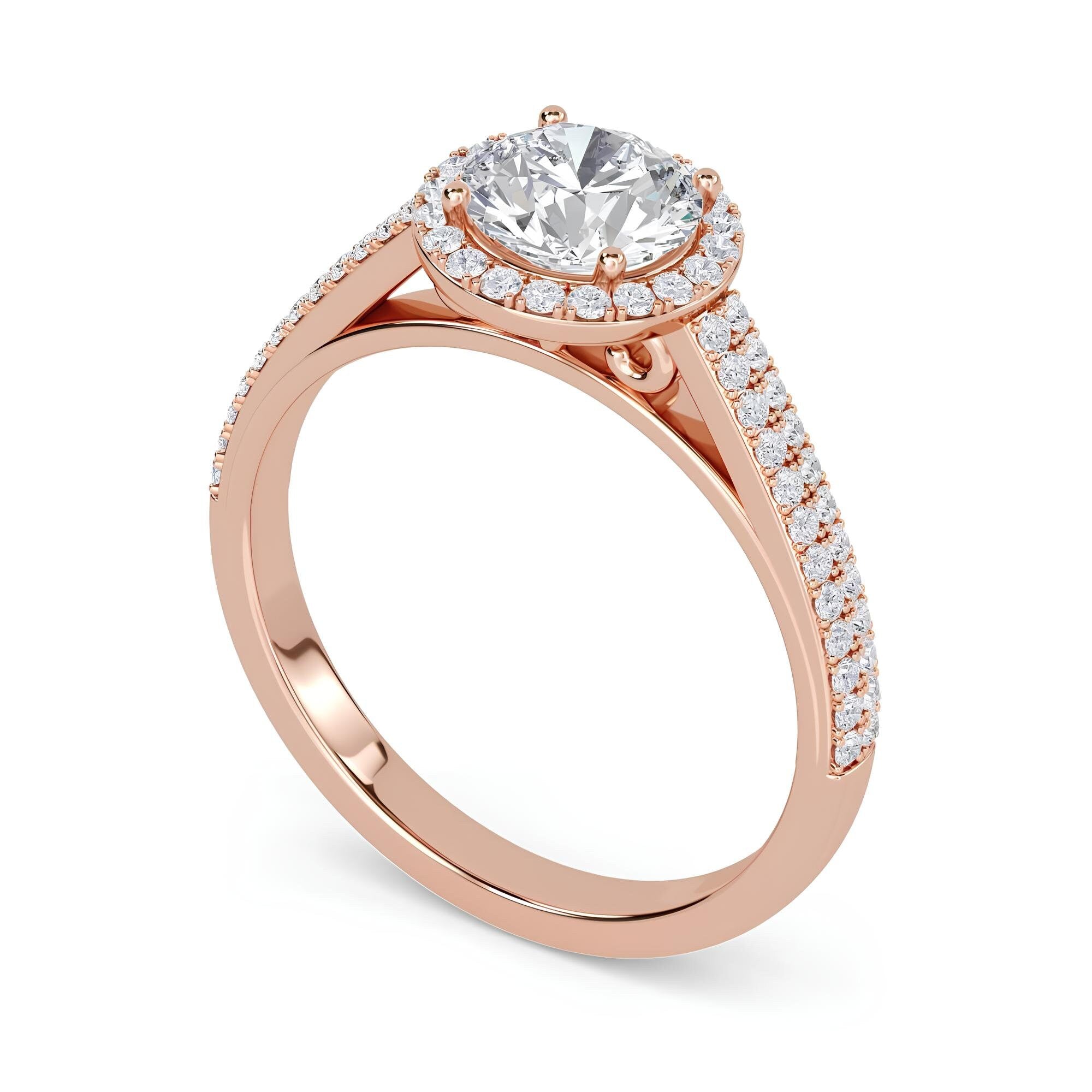 Blissful Bloom 1.00 CT Round Lab-Grown Diamond Ring for Women – EF VS/SI Certified Engagement or Wedding Band